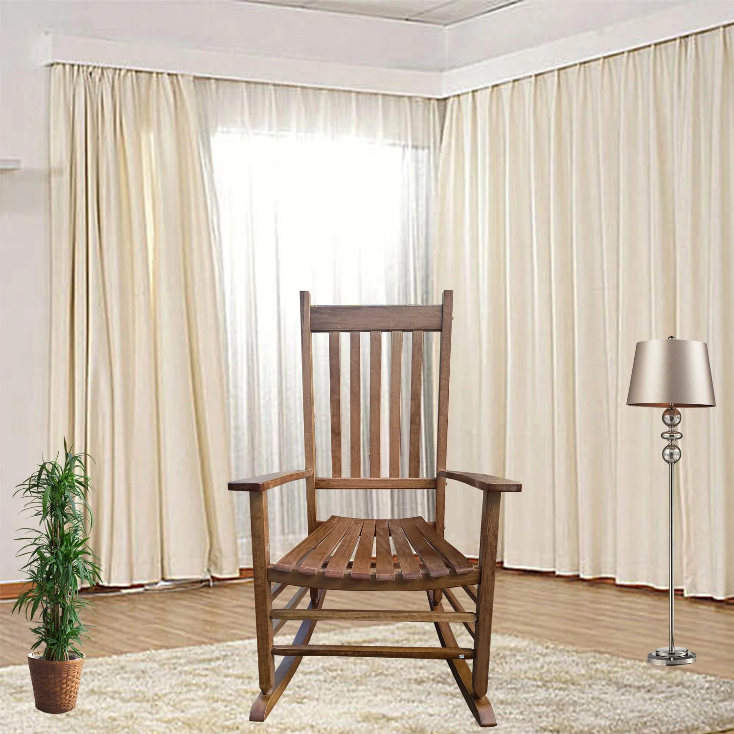 TJCGDTY wooden porch rocker chair Brown