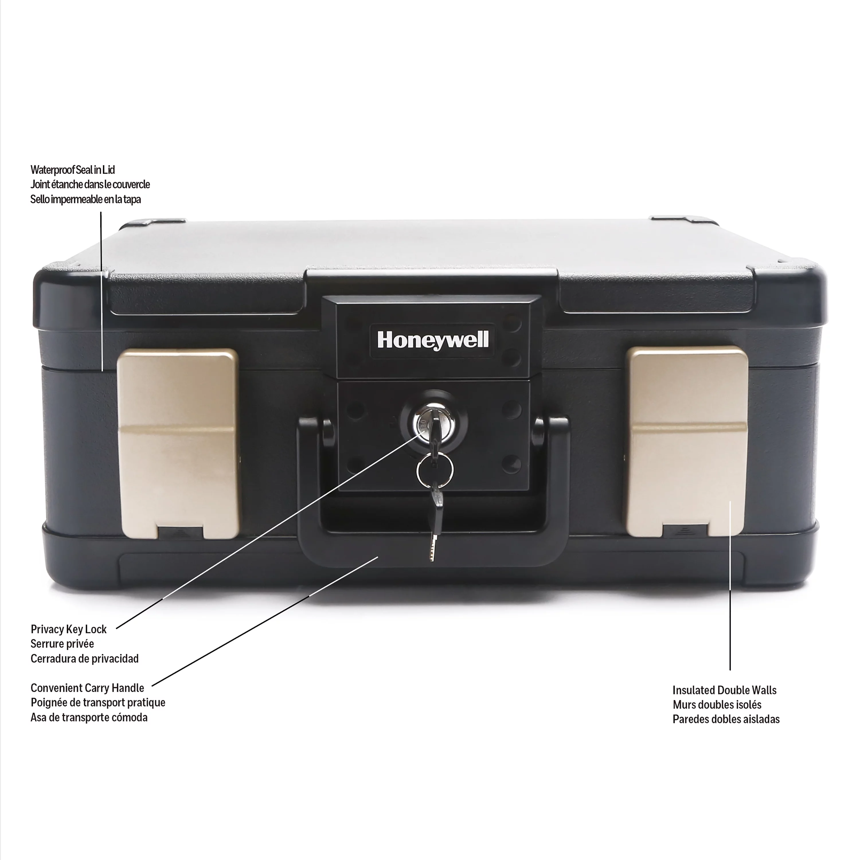 Honeywell Safes Waterproof 30-Minute Fire Chest Key Lock, Fits A4 and Legal Size 0.24 Cu ft. 1103