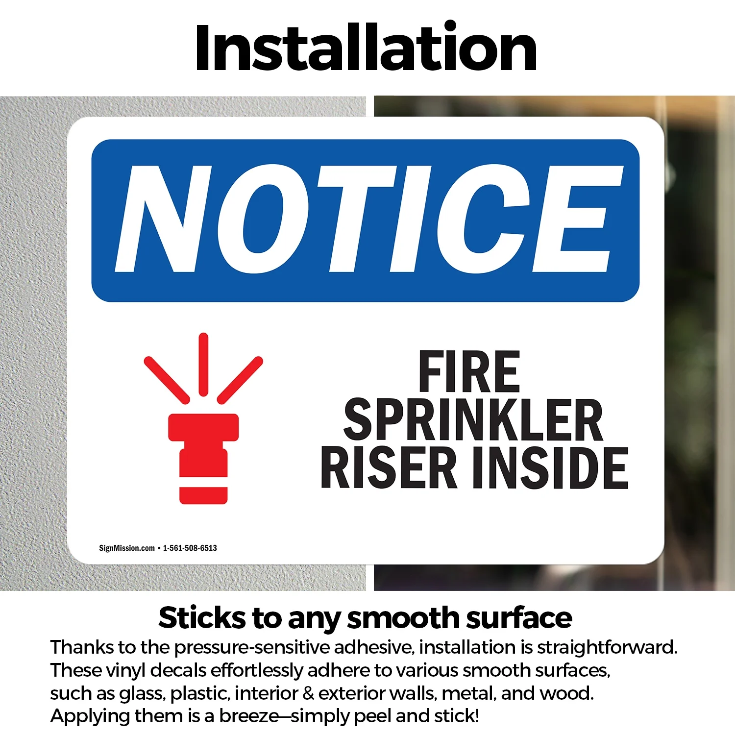 (2 Pack) Fire Sprinkler Riser Inside Sign