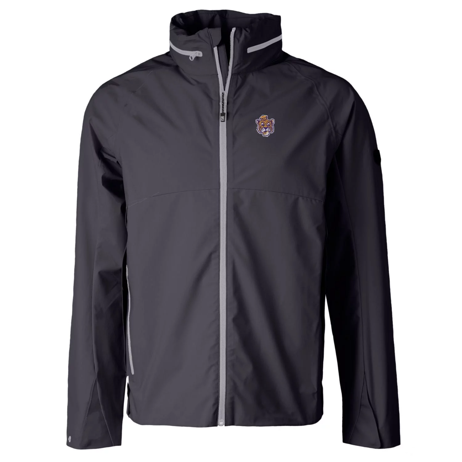 Men's Cutter & Buck Graphite LSU Tigers Vapor Water Repellent Stretch Full-Zip Rain Jacket