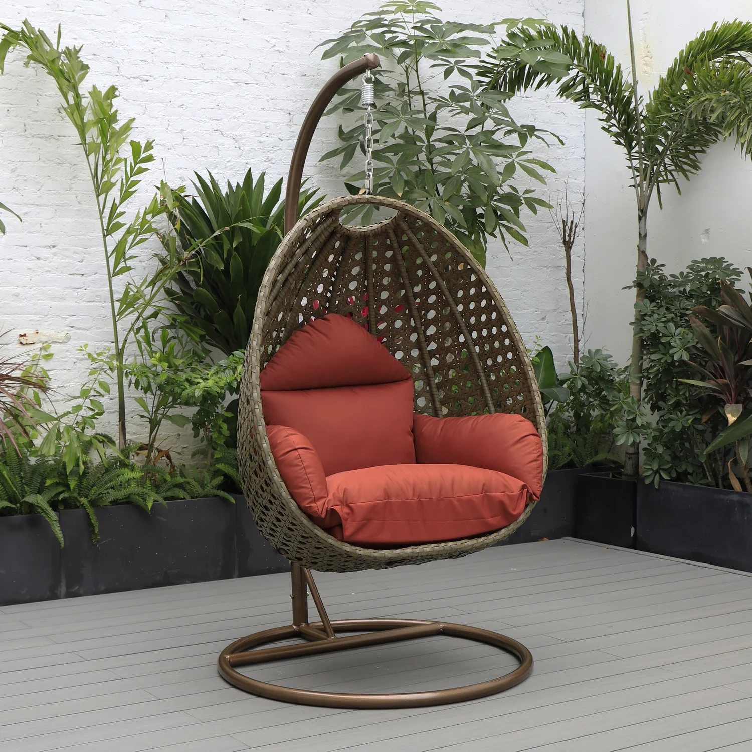Maykoosh Art Deco Dreams Beige Wicker Hanging Egg Swing Chair