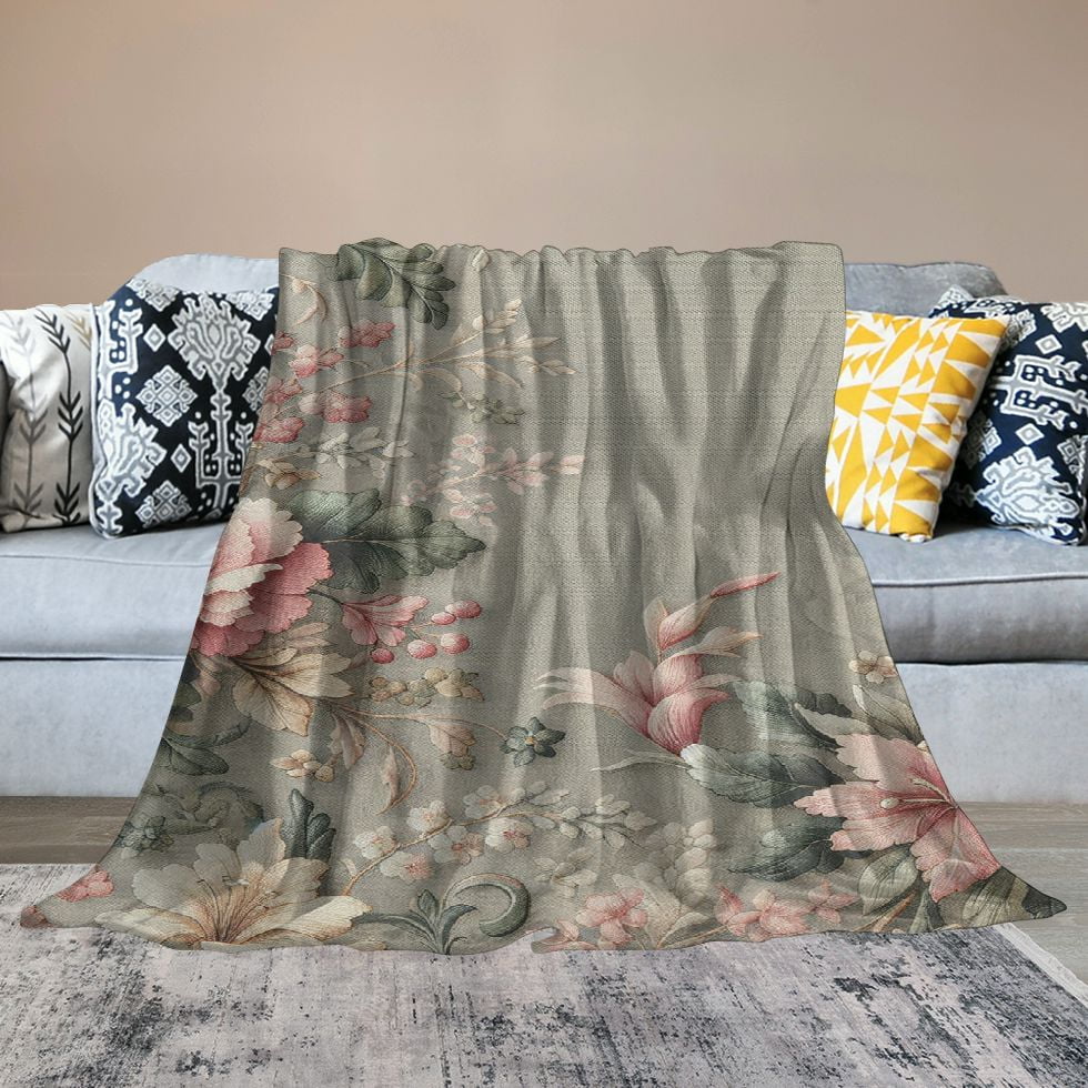 EastSmooth Small Blanket Chinese Style Cherry Blossoms Plum Blossom Art Bed Throw Microfiber Fleece 70inch X 90inch