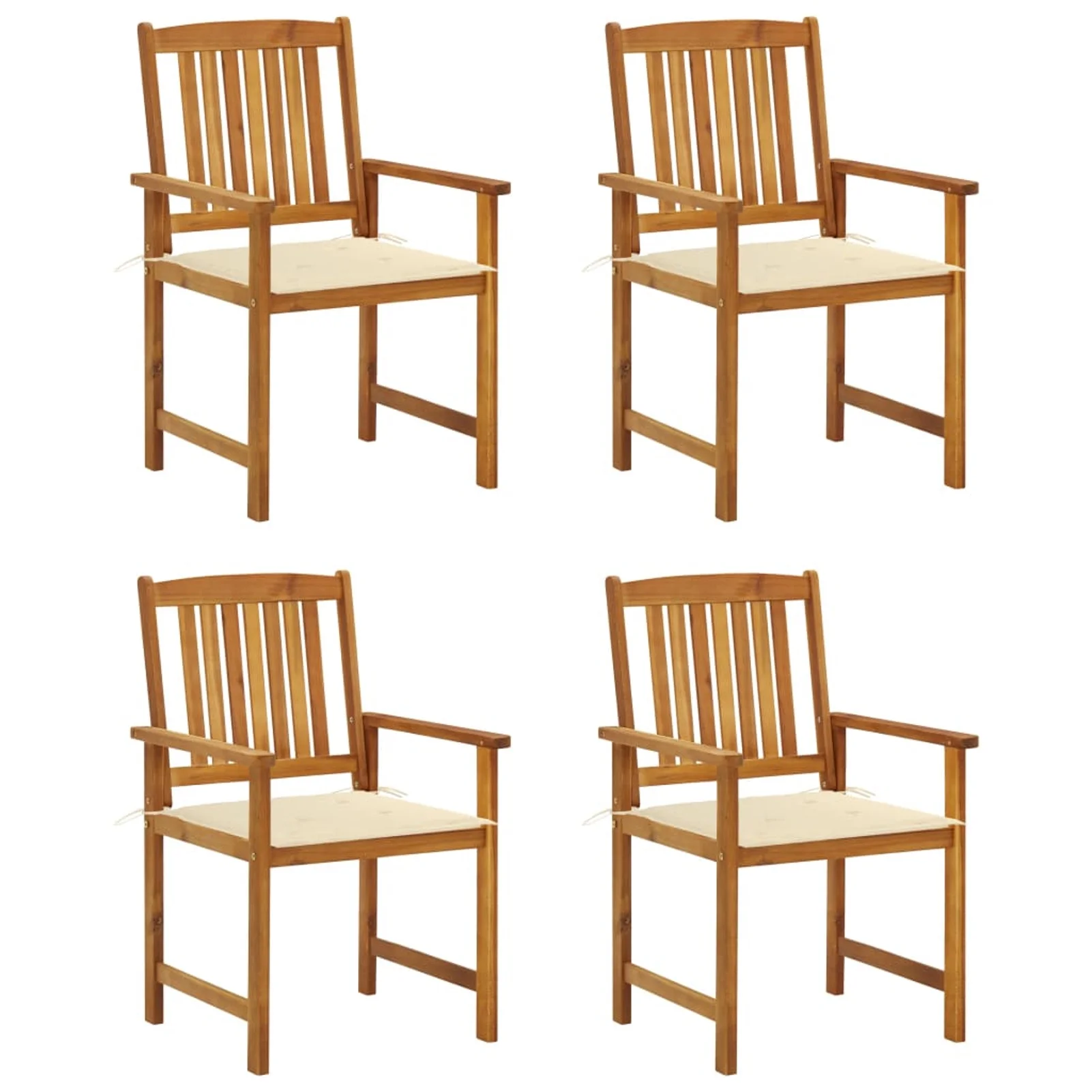 Carevas Patio Chairs with Cushions 4 pcs Solid Acacia Wood
