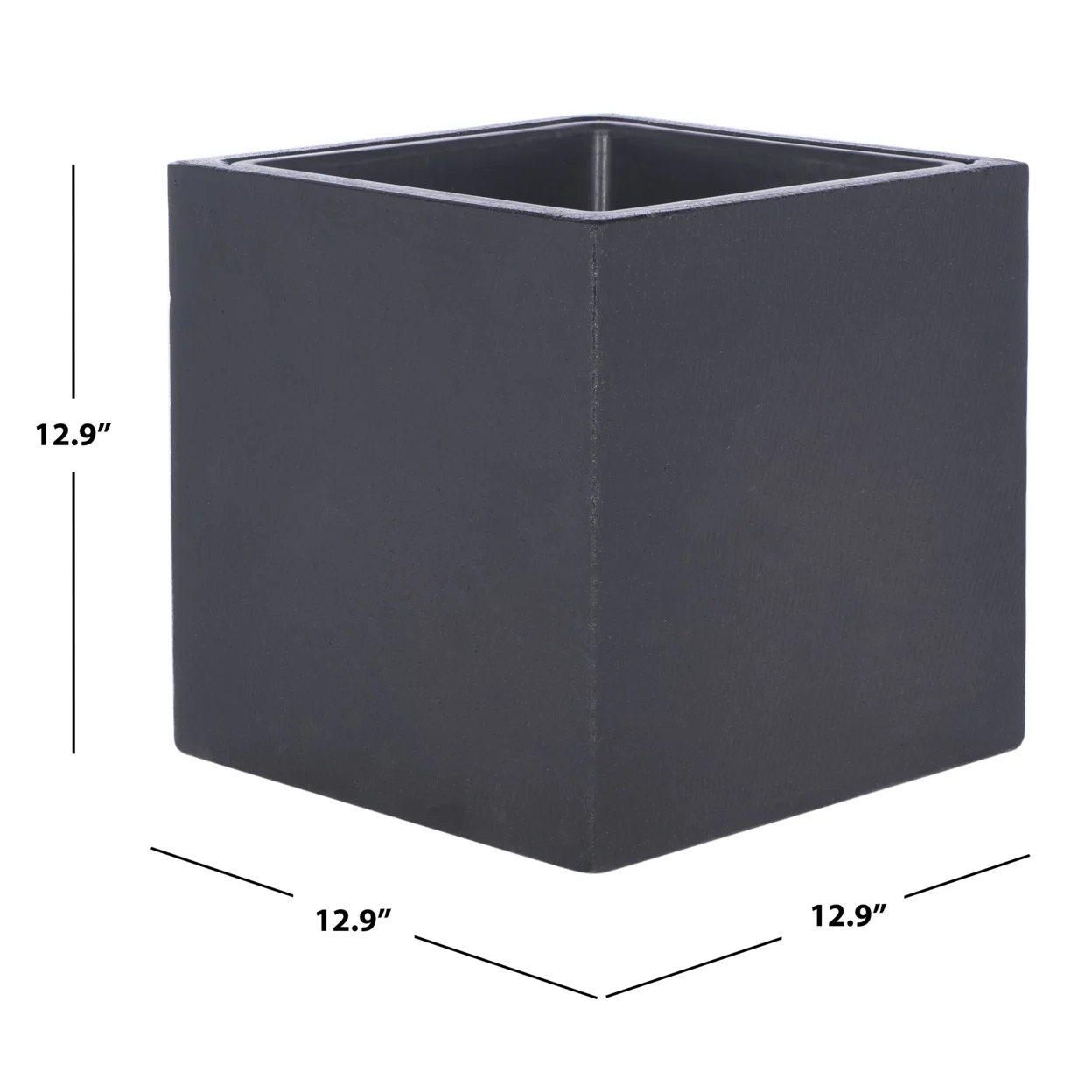 SAFAVIEH Larlen Concrete Modern Solid Round Patio Planter, Black