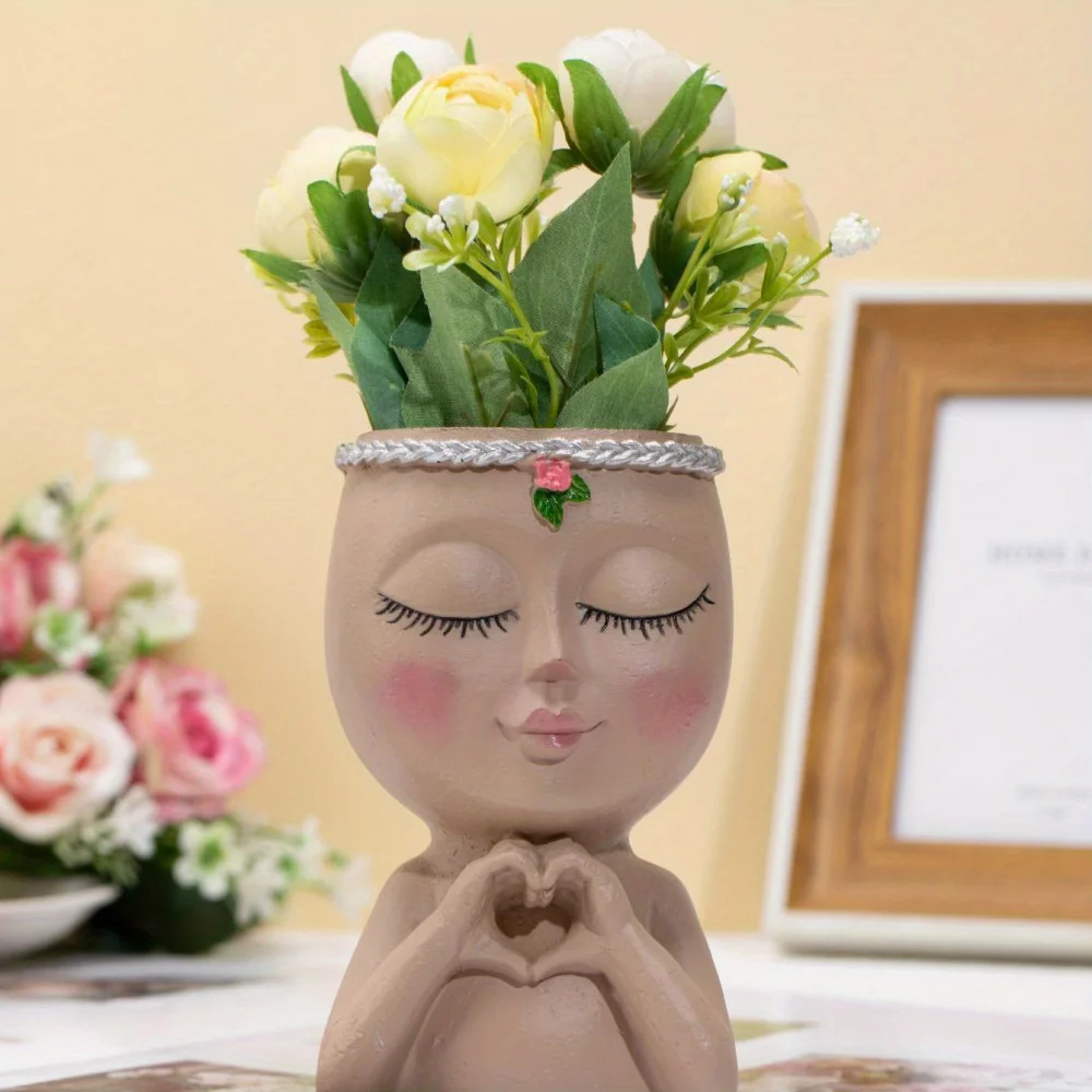 1 Set, Face Flower Pot Decoration Ornament, Creative Pots, Super Beautiful Flower Pot, Indoor Outdoor Home Decor Garden Patio