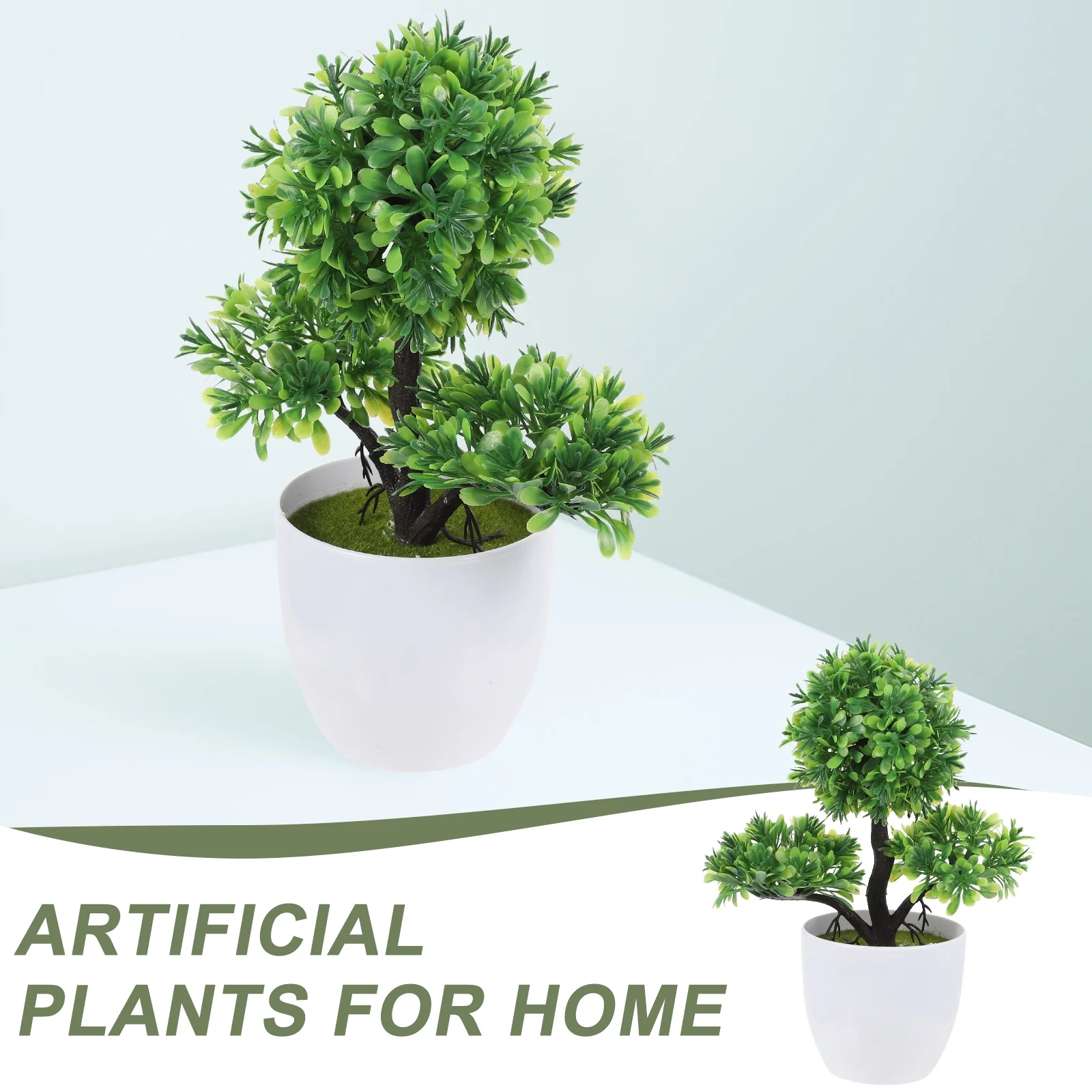 Gongxipen 2pcs Artificial Plants Potted Small Fake Plants Simulated Plant Pot Decor