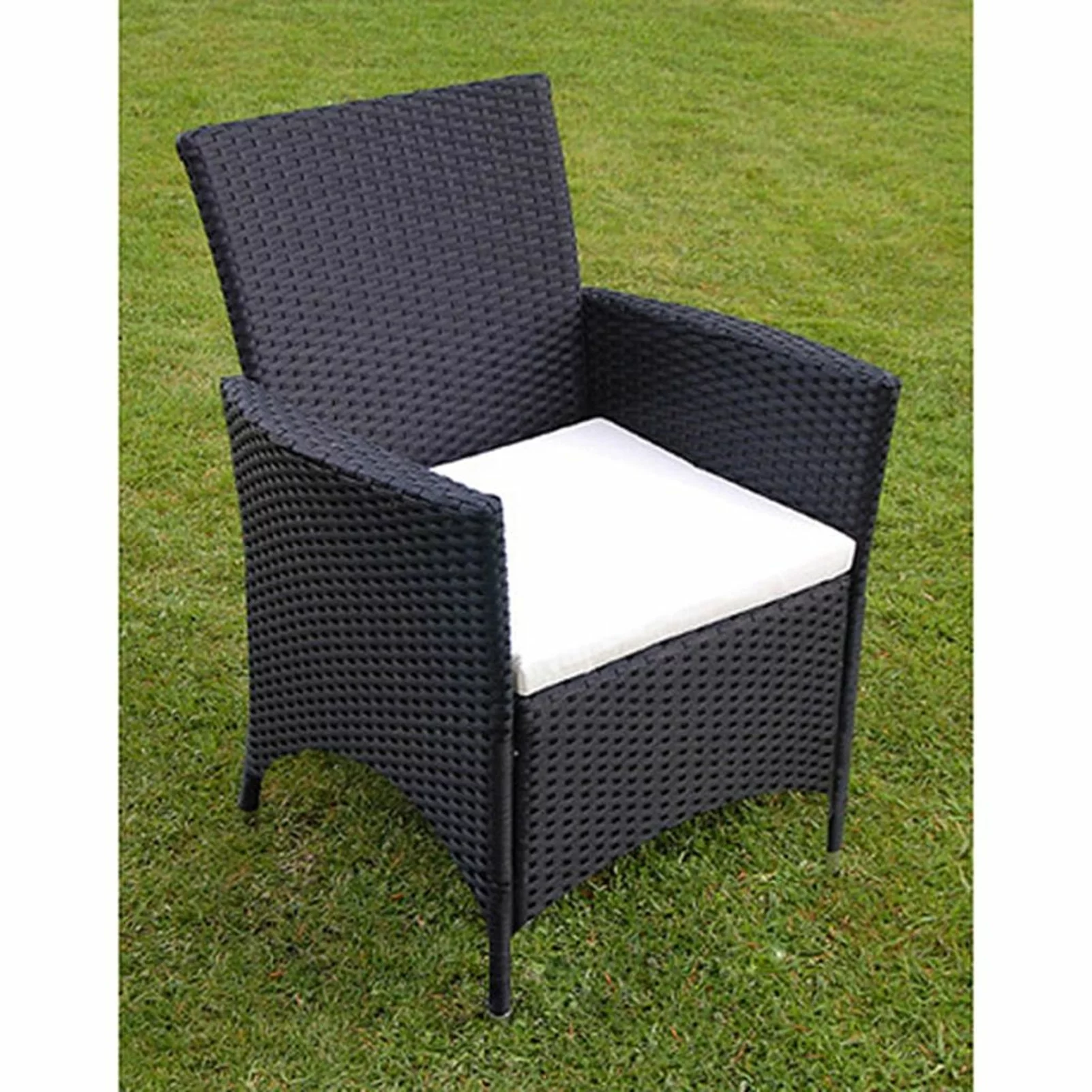 Suzicca 7 Piece Patio Dining Set with Cushions Poly Rattan Black