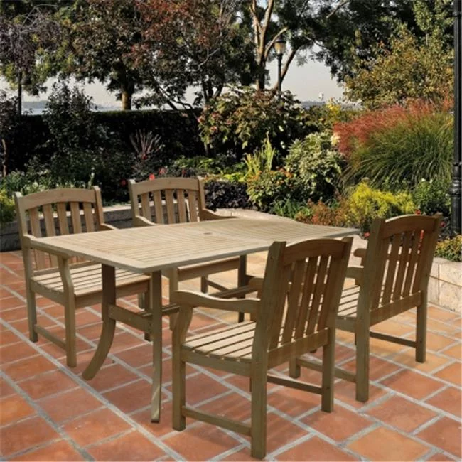 Renaissance Rectangular Table & Armchair Outdoor Hand-scraped Hardwood Dining Set