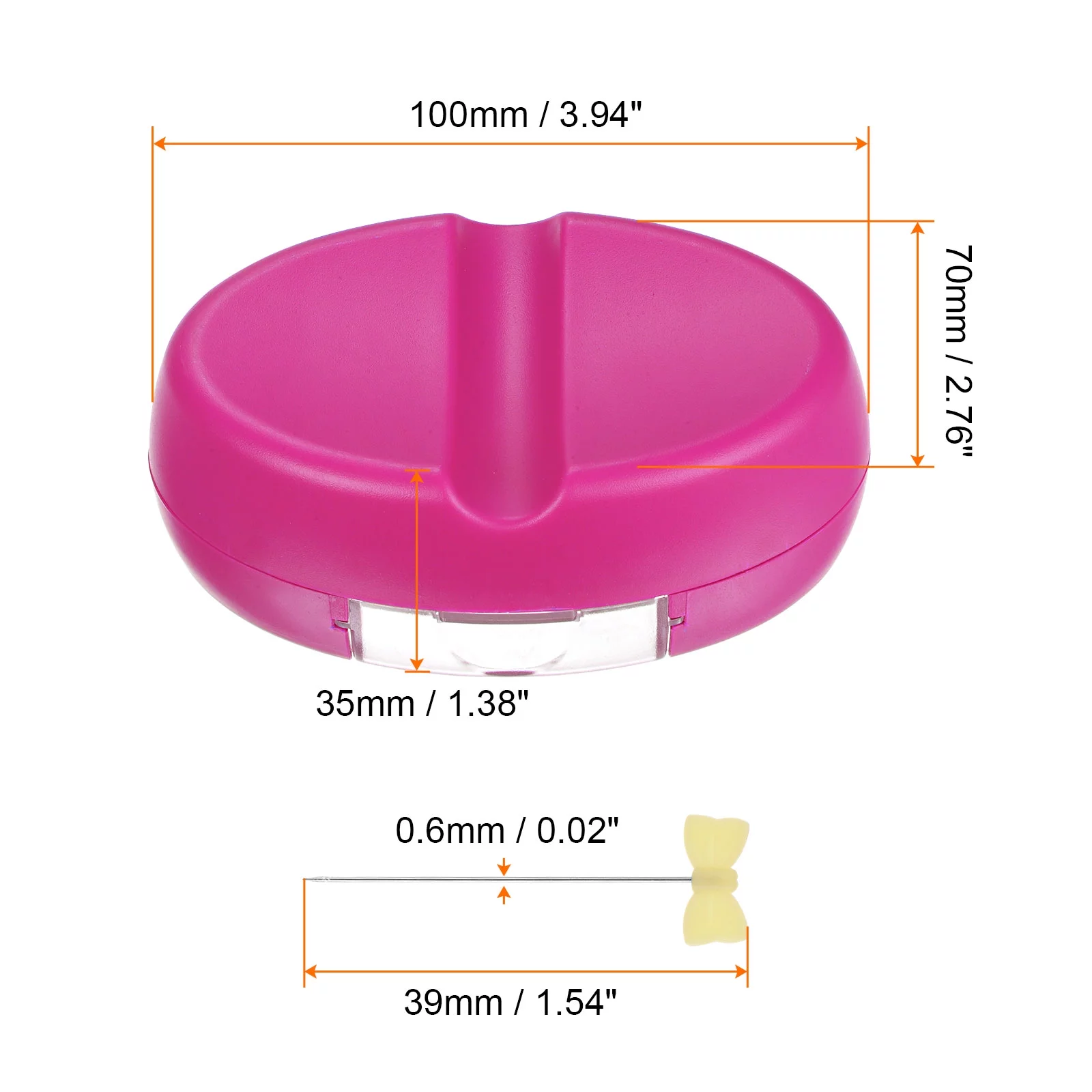Uxcell Magnetic Pin Cushion with 50pcs Tie Plastic Head Pins, Magnetic Pins Holder with Drawer, Pink