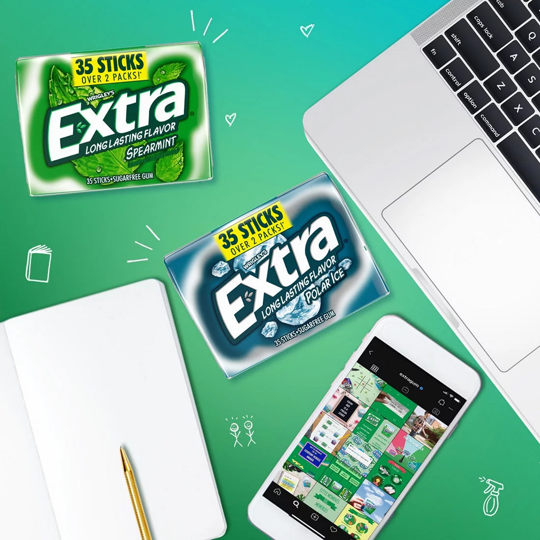 Extra Peppermint and Spearmint Sugar Free Chewing Gum, 35 Ct.