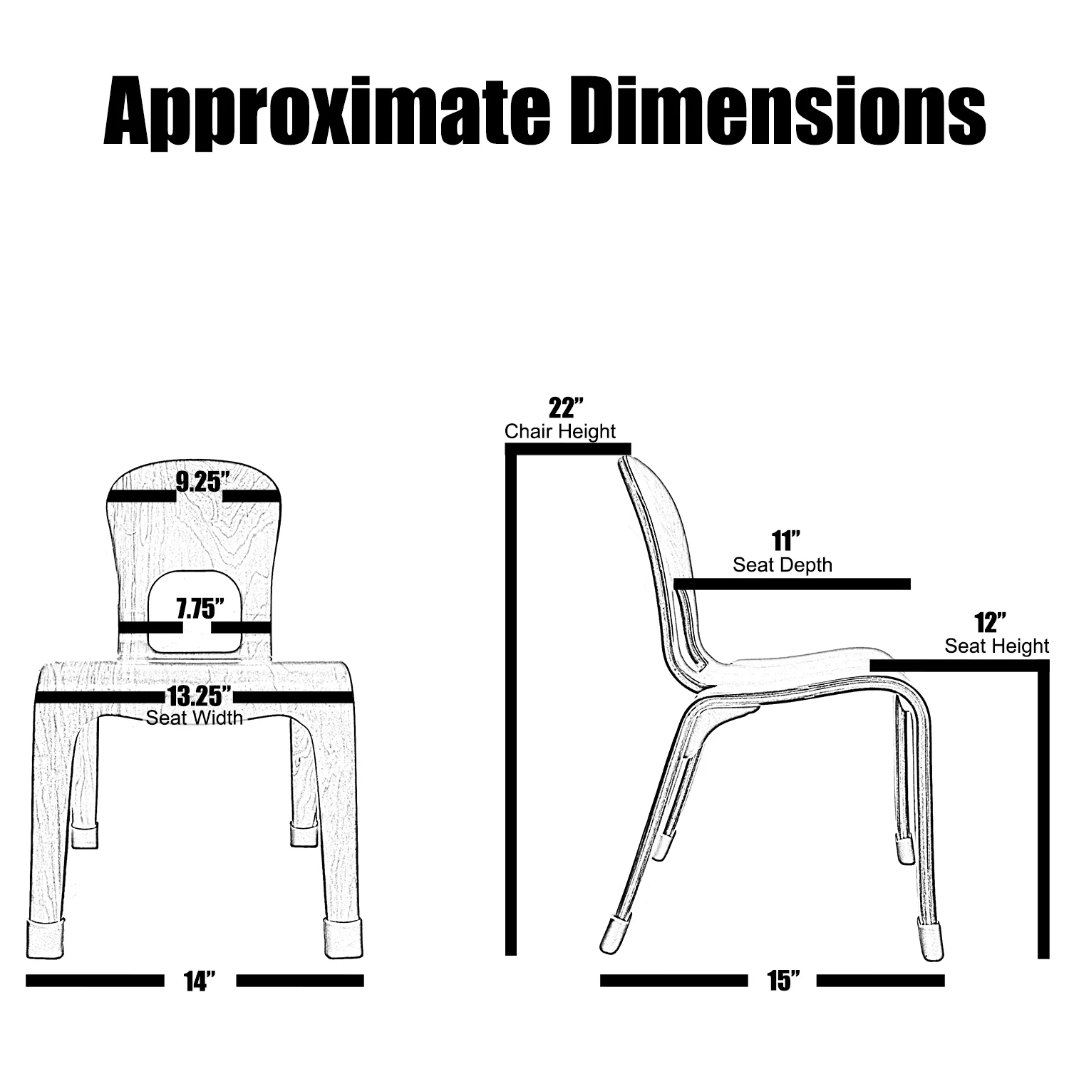 2xhome - Set of 2 Natural Wood - Kids Size Kids Chair Wood Modern Side Chair 12