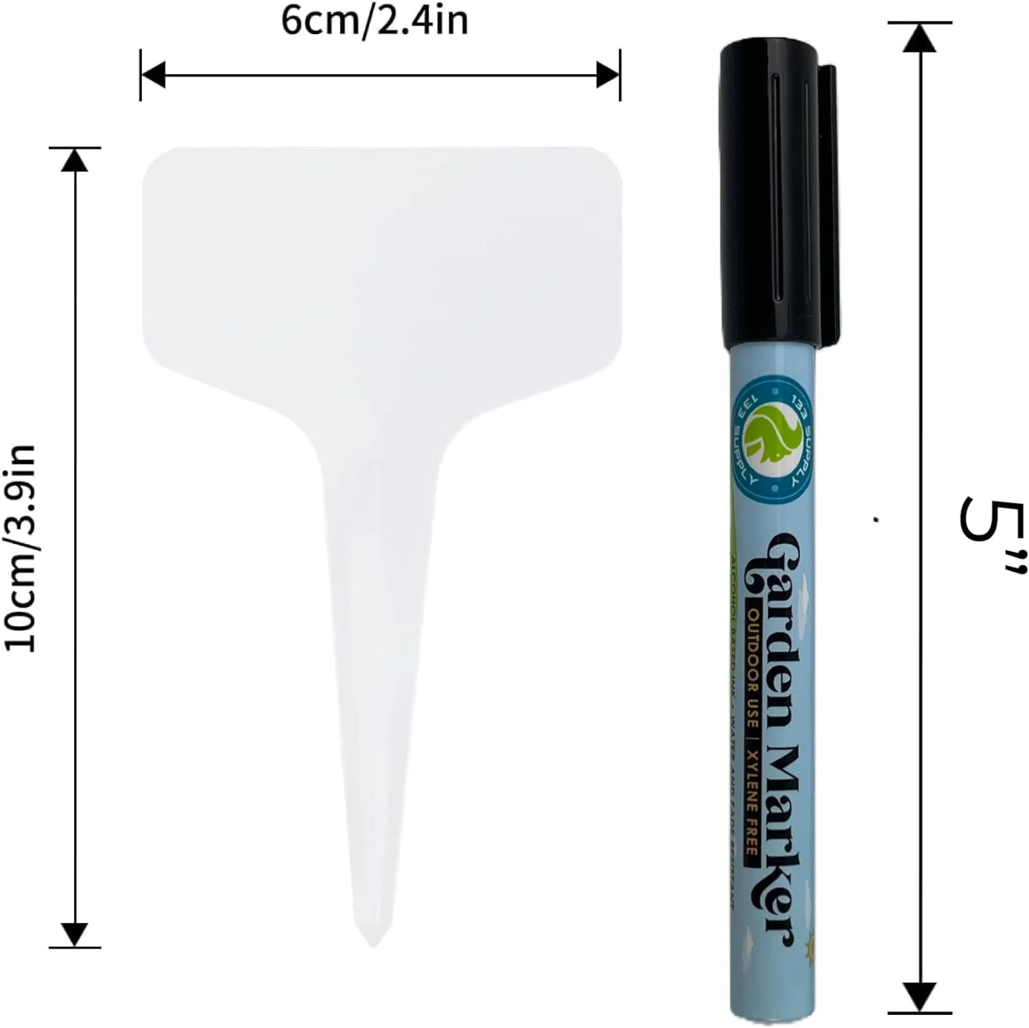 133 Supply -100 Pack T-Type Tags Plastic Plants Labels for Seedlings w/ 2 Pack of Garden Marker Pens