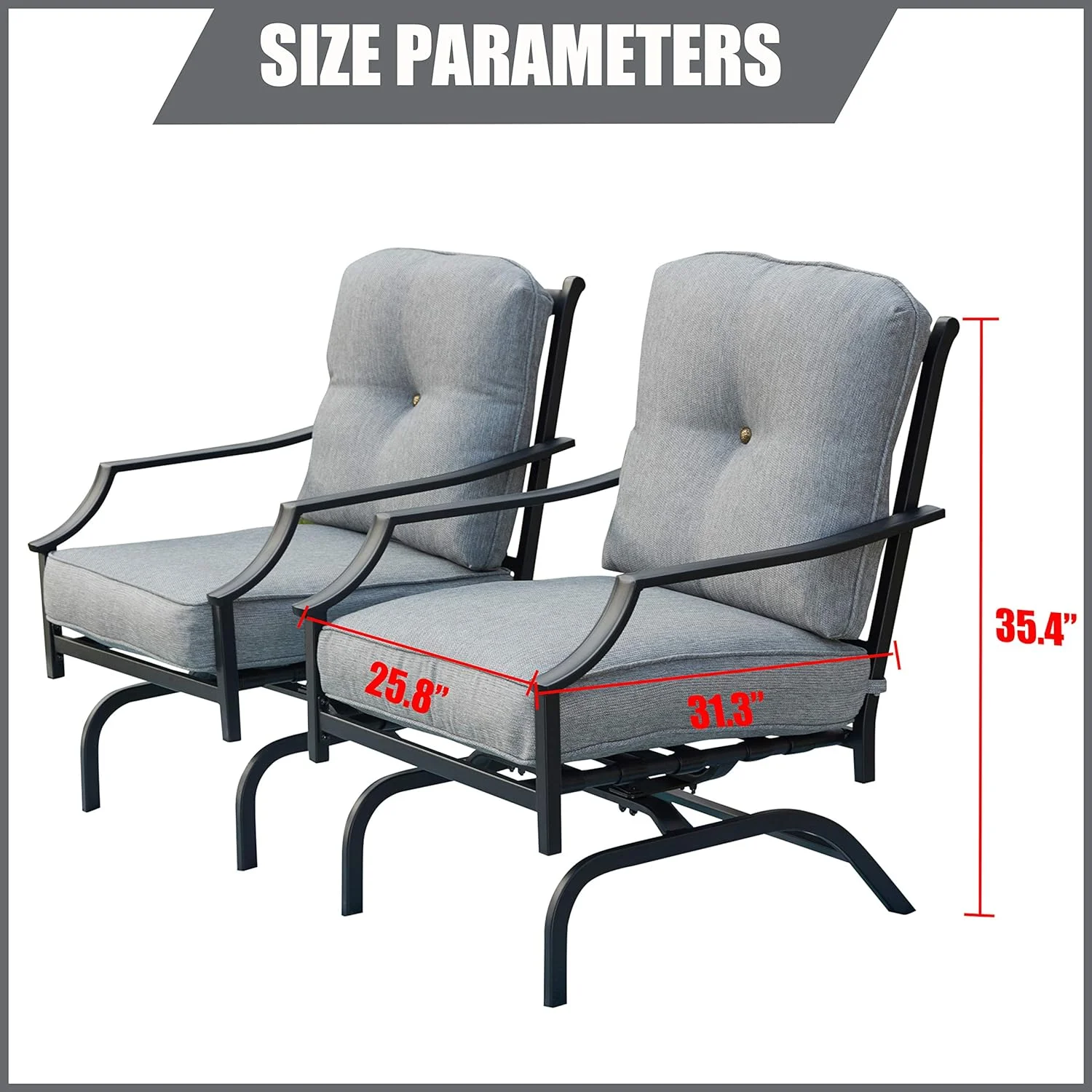 Outdoor Patio Iro Steel Bistro Club Furiture Coversatio Sets Moder Diig Chair with Cushio-Grey