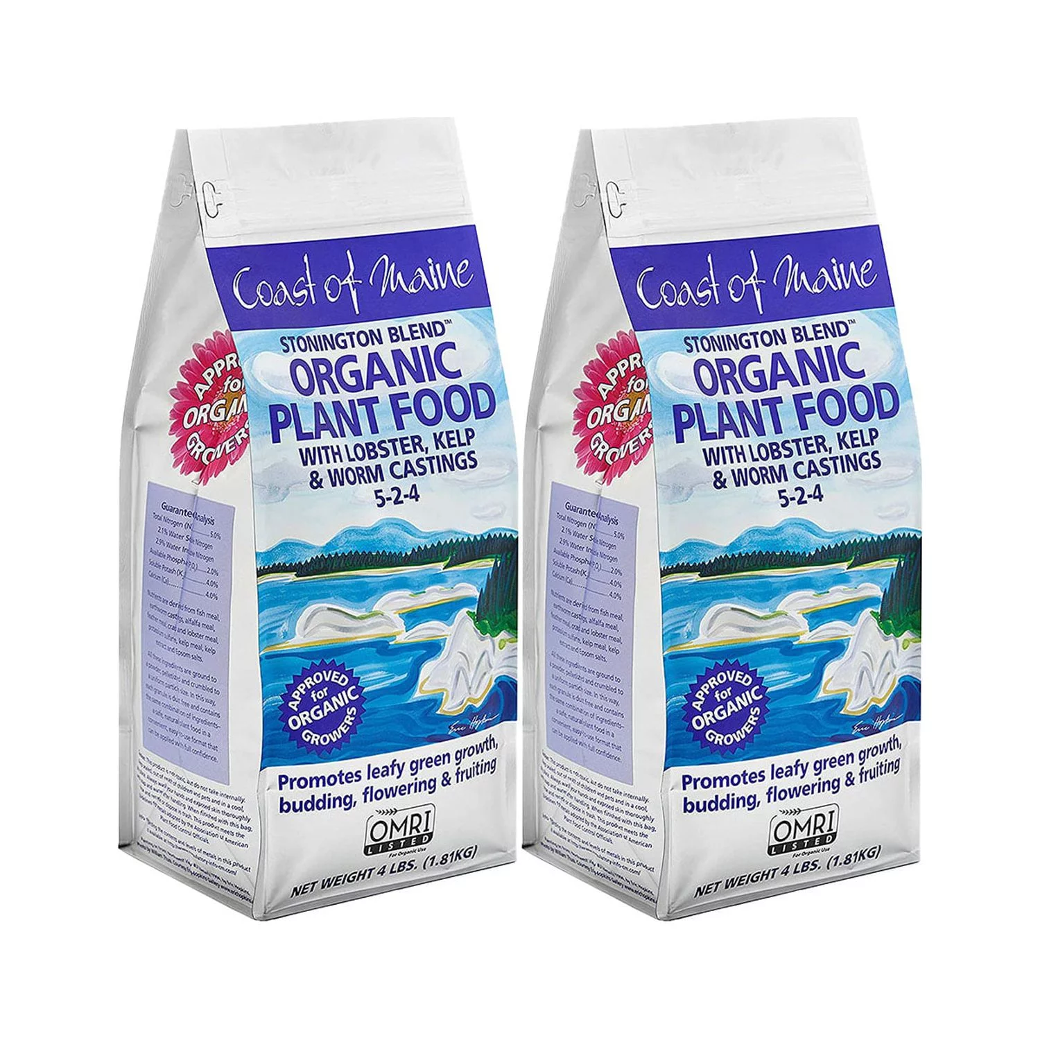 Coast of Maine Organic Stonington Blend Plant Food, 4 Pound Bag (2 Pack)
