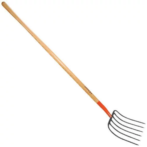 A.M. Leonard Forged 6 Tine Manure Fork, Bedding Fork, 54 Inch Ash Handle