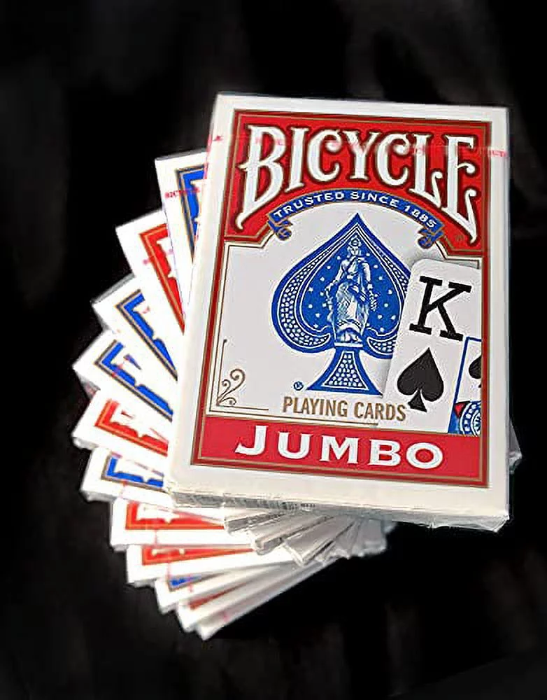 Bicycle Playing Cards, Jumbo Index, 12 Pack,Red & Blue