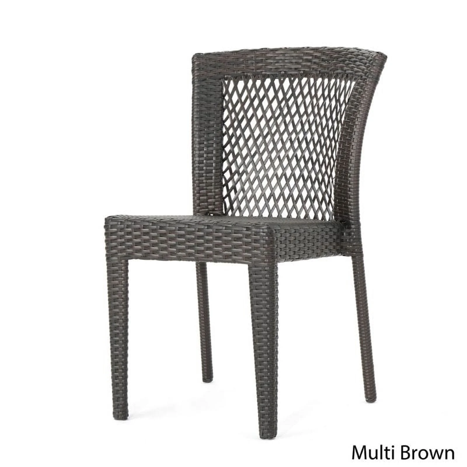 Noble House Dusk Wicker Stacking Patio Dining Side Chair in Brown (Set of 4)