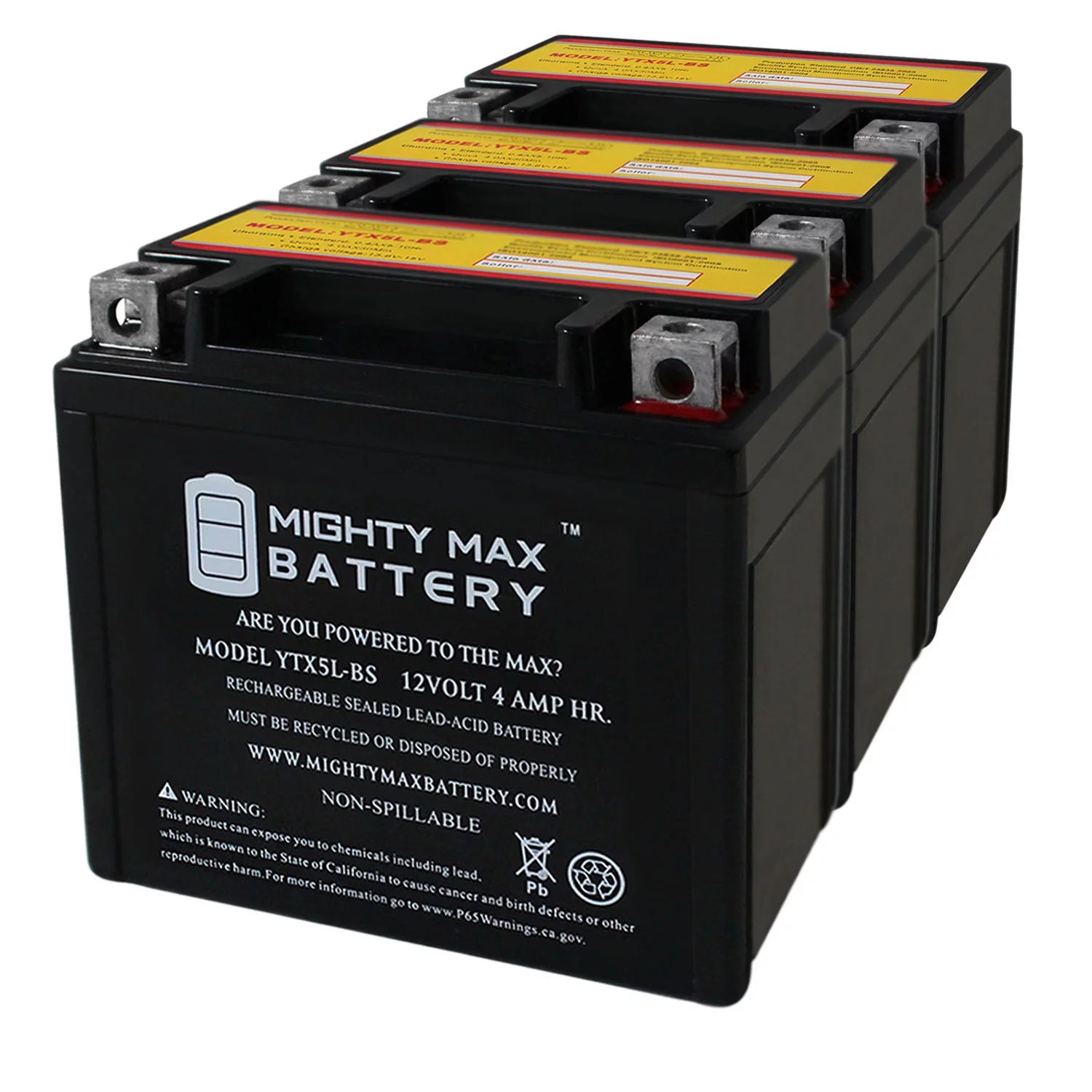 YTX5L-BS 12V 4AH Battery Replaces Husqvarna 250 FE 2014-2017 - 3 Pack