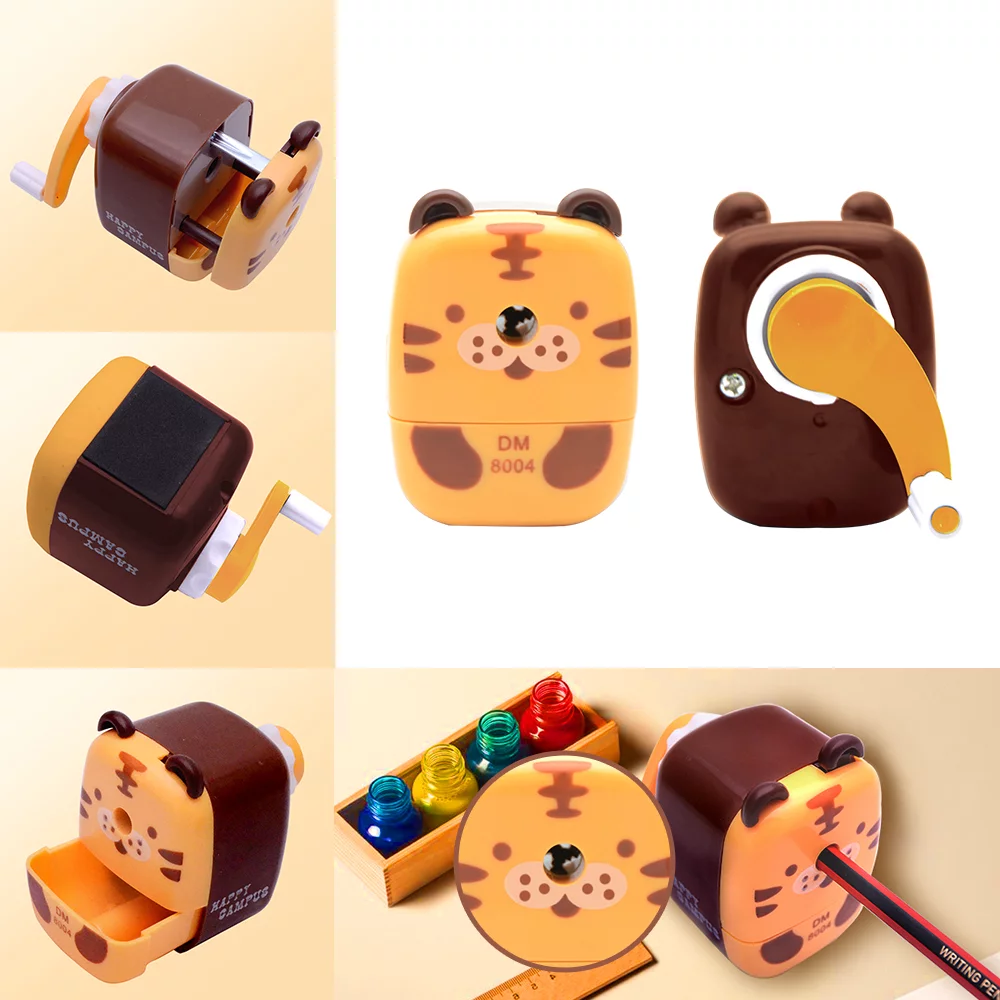 SENRISE Manual Pencil Sharpener Hand Crank Pen Cutter Tiger Panda Animal Shape Office School Students Cute Stationery