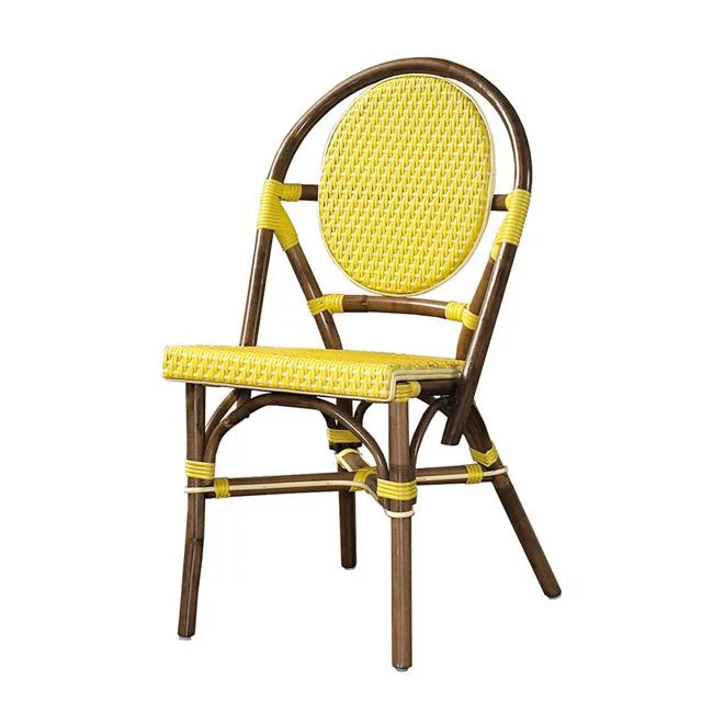 Padmas Plantation PBA12-YLW-S-2 Paris Bistro Chair - Yellow- Set Of 2