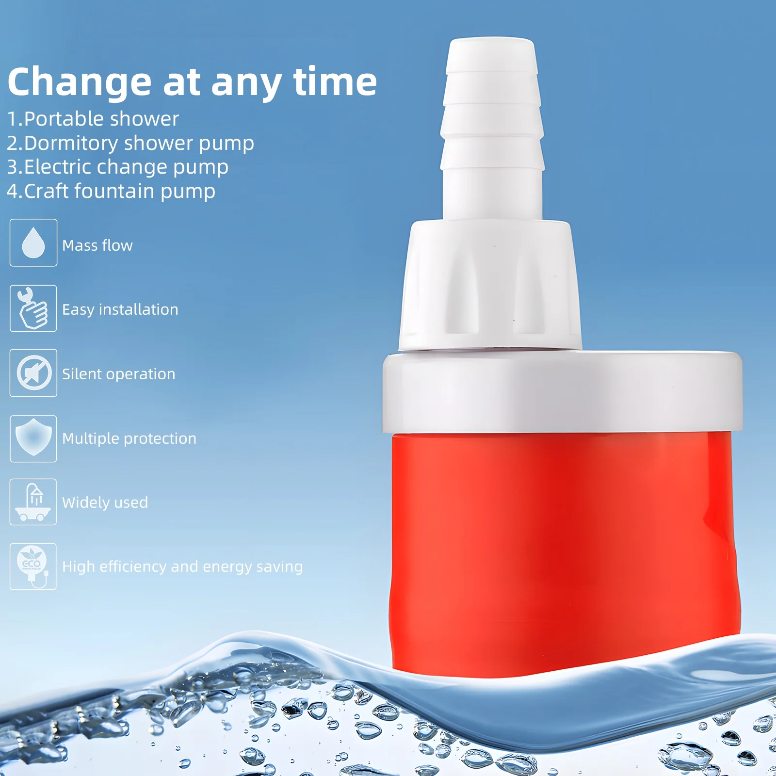 Walmeck Submersible Water Pump, DC12V 20W High Lift Fountain Pump with 700L/H Rate