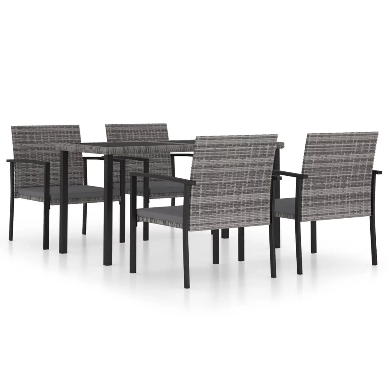 OWSOO 5 Piece Garden Dining Set Poly Rattan Gray