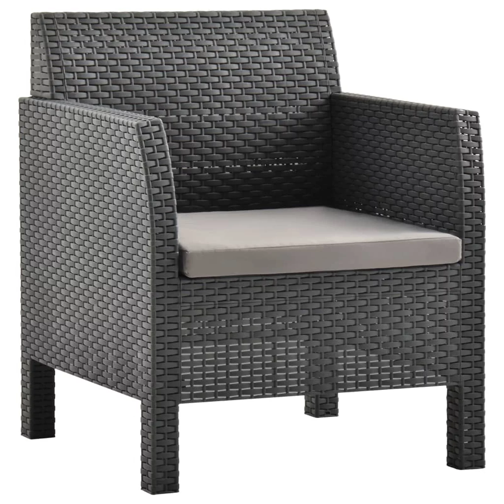 Tomshoo Patio Chair with Cushion Rattan Anthracite