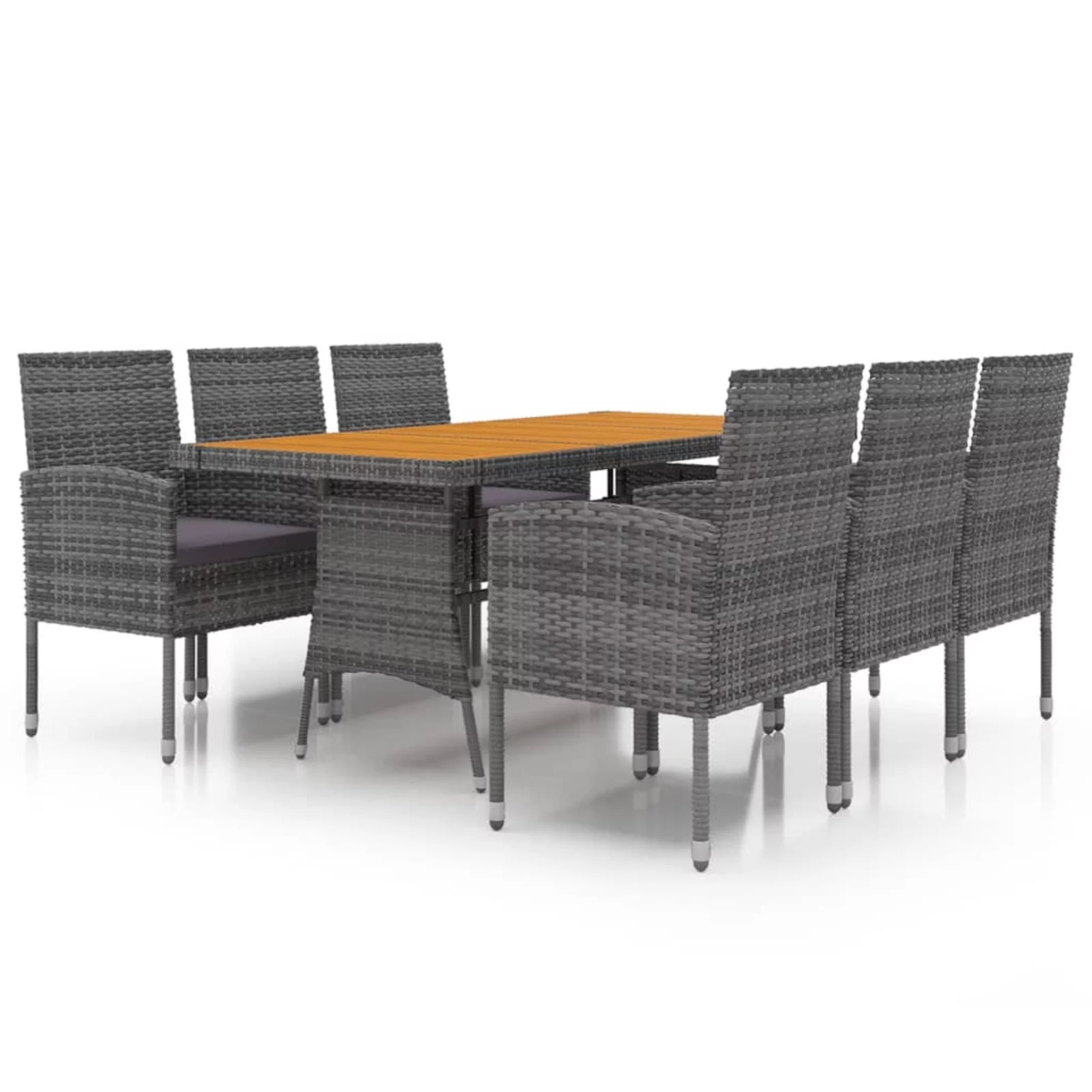 Irfora 7 Piece Patio Dining Set Poly Rattan Gray