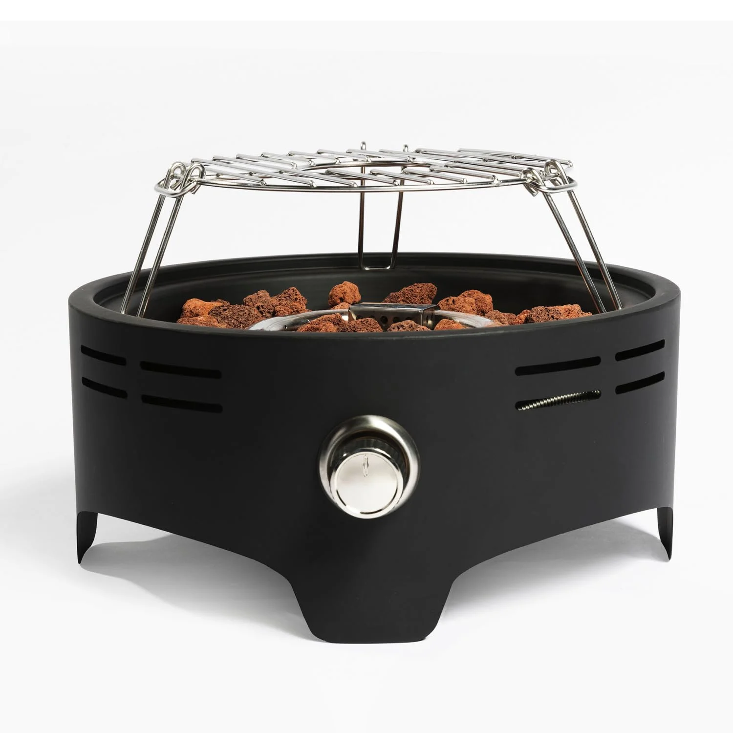 Round Camping fire Pit, 30,000 BTU Round Tabletop Propane Gas Fire Pit with Quick Connect Regulator, Propane Firepit with Lcokable Cover Lid as Portable Handle, Black