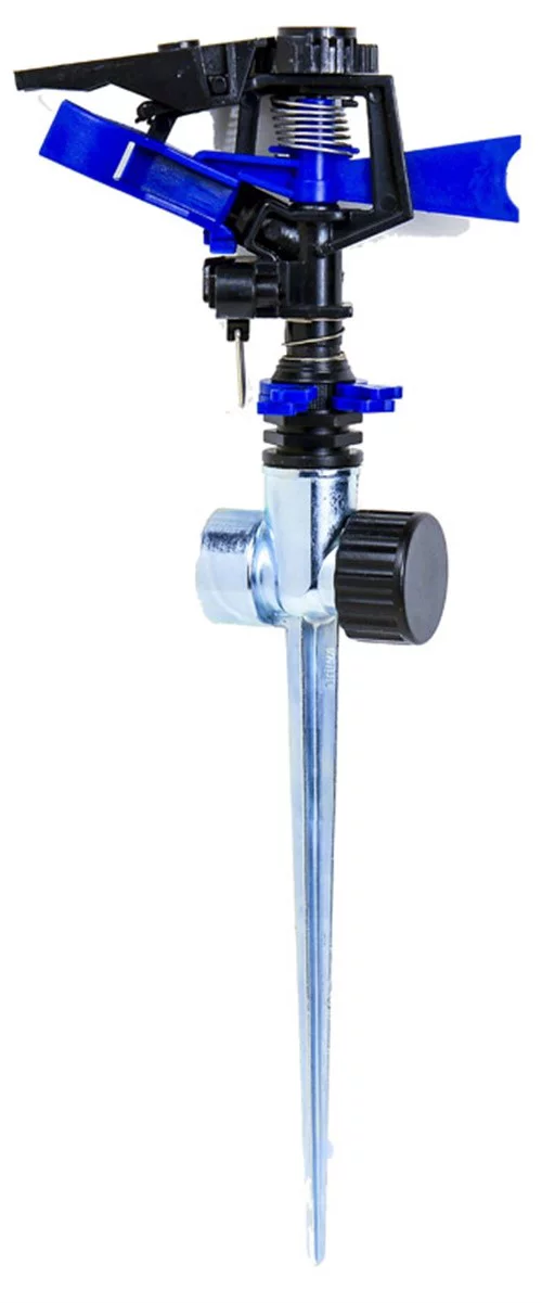 Rugg W3APBT-B Heirloom Metal Spike Base Impulse Sprinkler, Blue