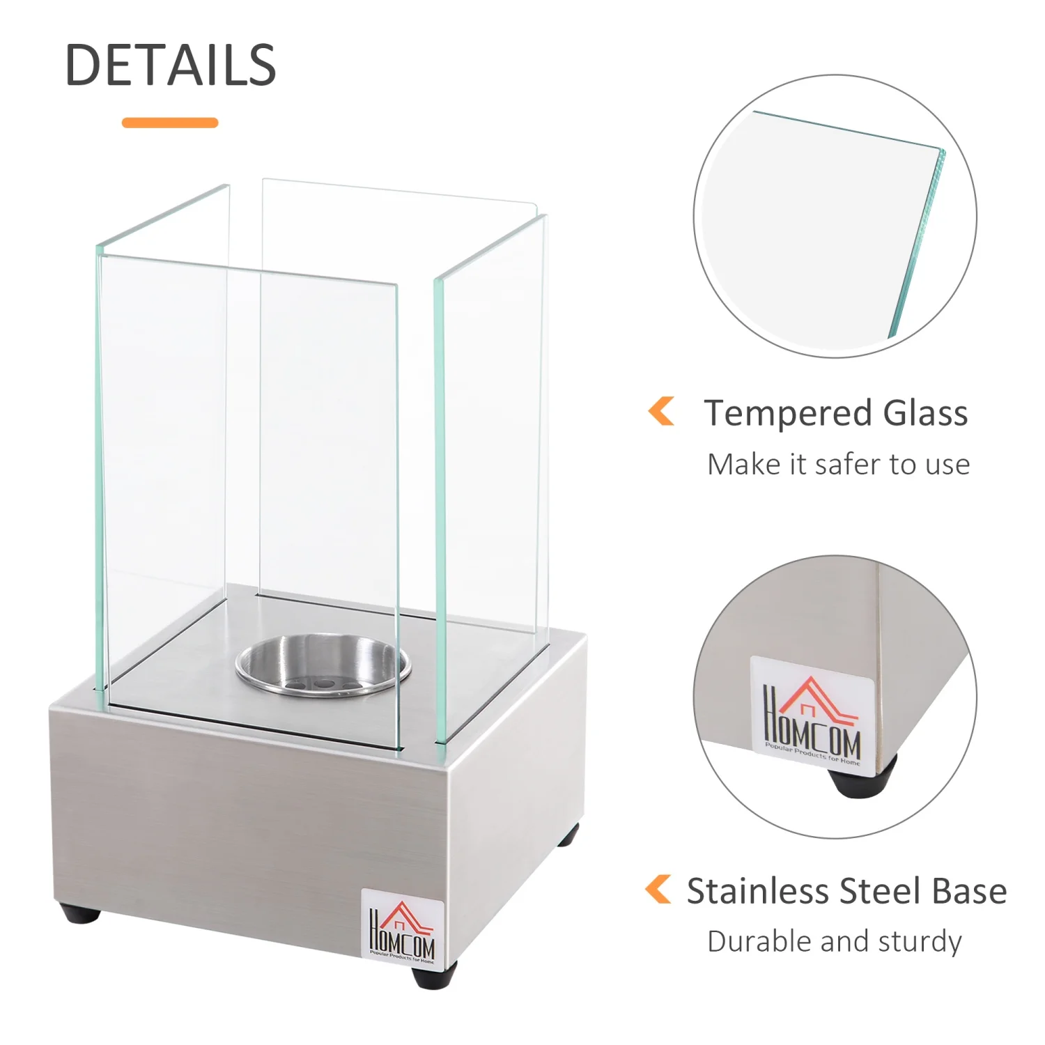 YLtoohoom Ethanol Fireplace  7.75” Tabletop 0.10 Gal Stainless Steel 160 Sq. Ft.  Burns up to 2 Hours  Silver