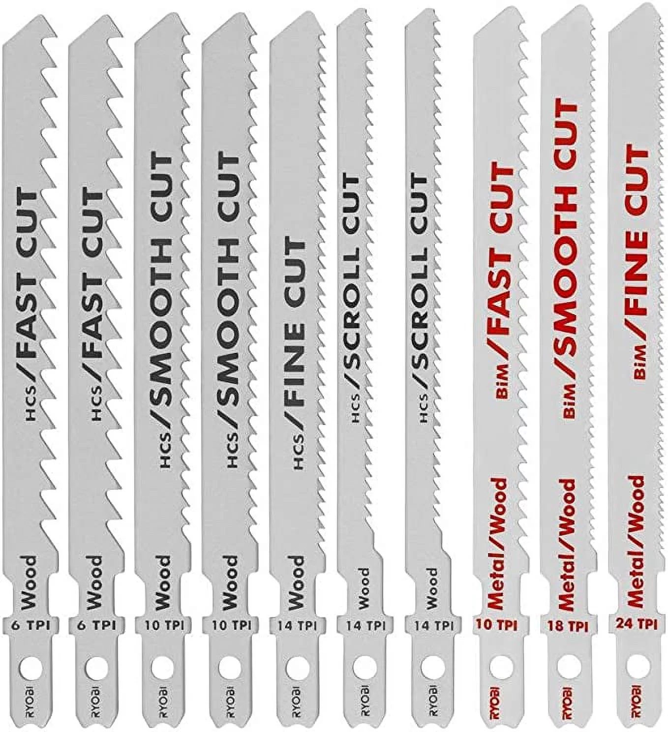 Ryobi A14AK10 All-Purpose Jig Saw Blade Kit (10-Piece)