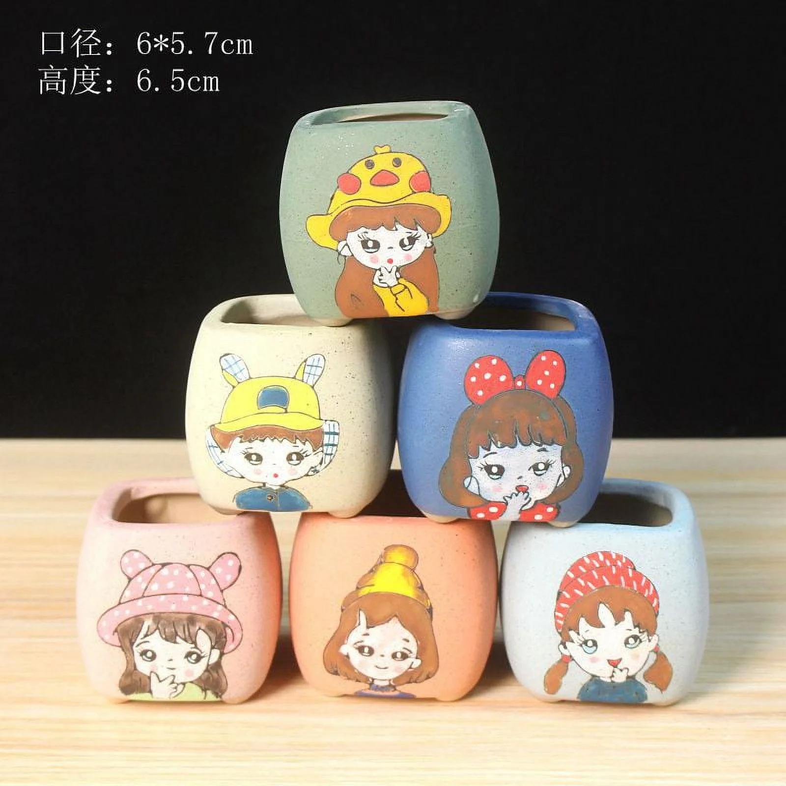 LivNxt Hand-Painted Cartoon Ceramic Succulent Planter - Succulent Plant Pot Nursery Pot Ceramic Planter Desktop Potted Plant