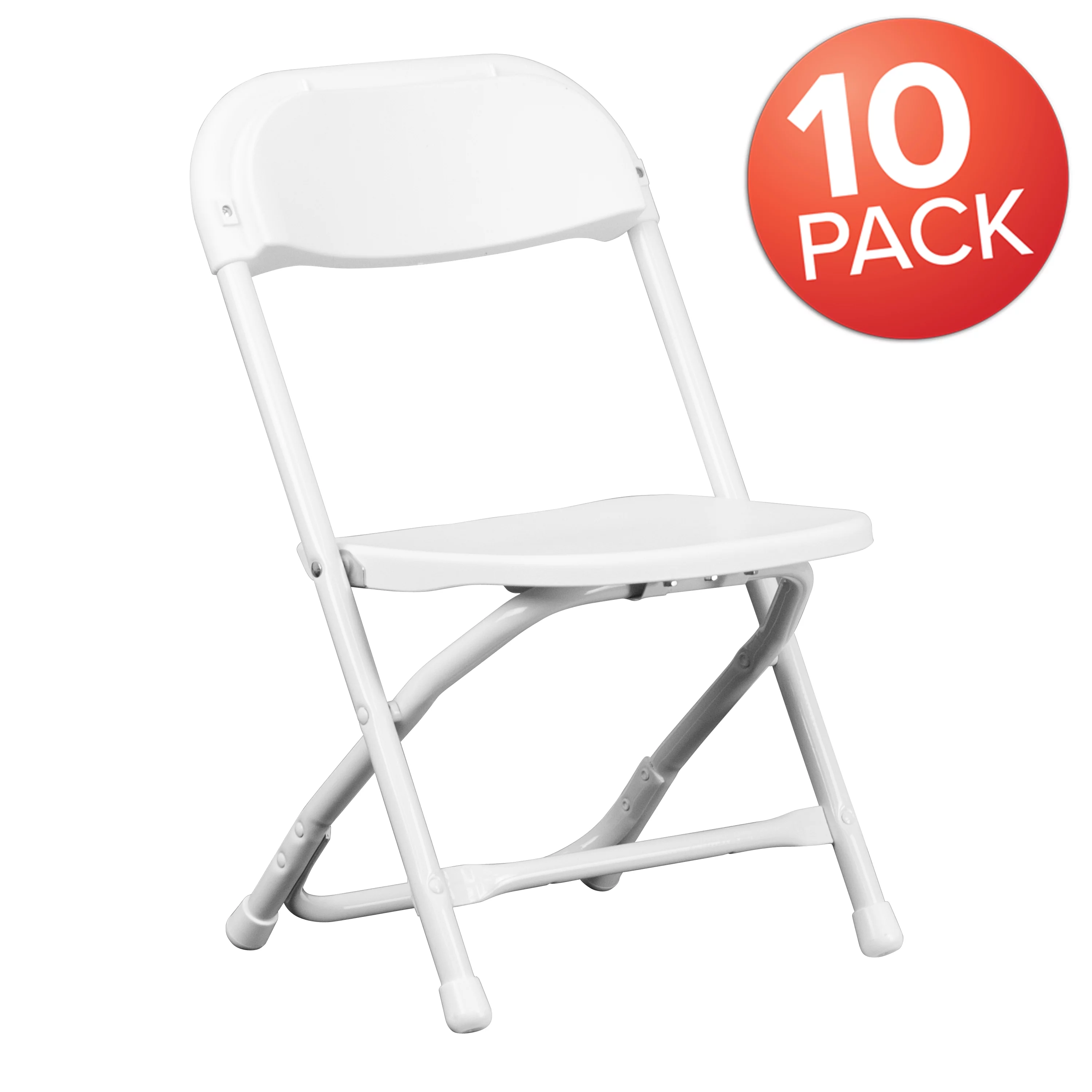 BizChair 10 Pack Kids White Plastic Folding Chair
