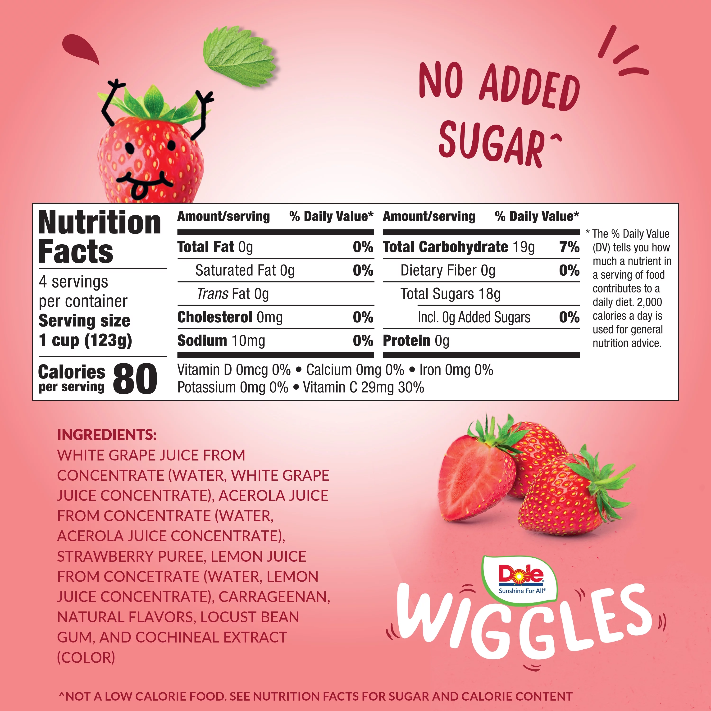Dole Wiggles Strawberry Fruit Juice Gels, 4.3 oz (4 Cups)