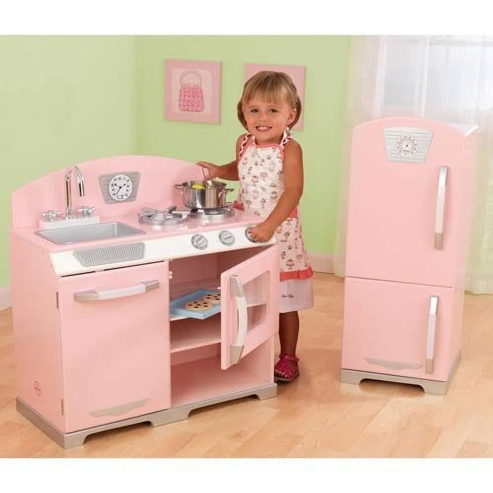 Kidkraft Retro Kitchen and Refrigerator in Pink