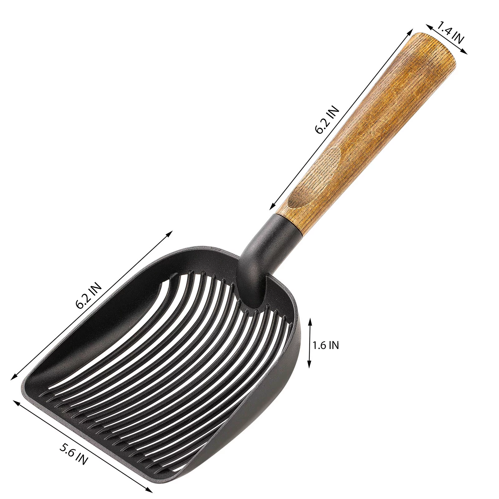 Yangbaga Newest Cat Litter Scoop with Deep Shovel,Non-Stick Coated Metal Litter Scoop with Ash Wood Handle&Hanging Design,More Efficient Litter Sifter with Better Litter Filtration…