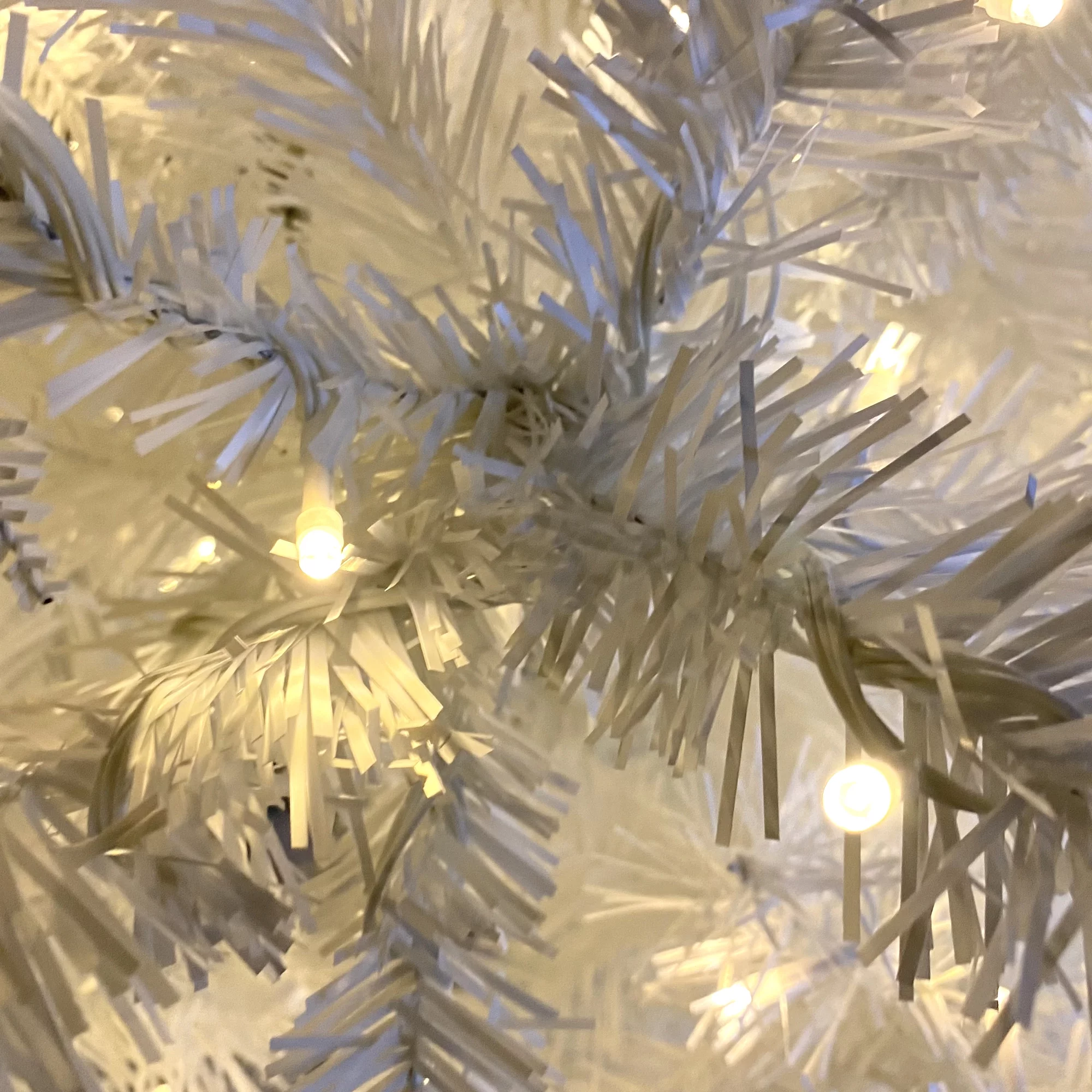 GO 7.4 ft National Christmas Tree White Hinged Spruce Full Tree, with 500 LED lights