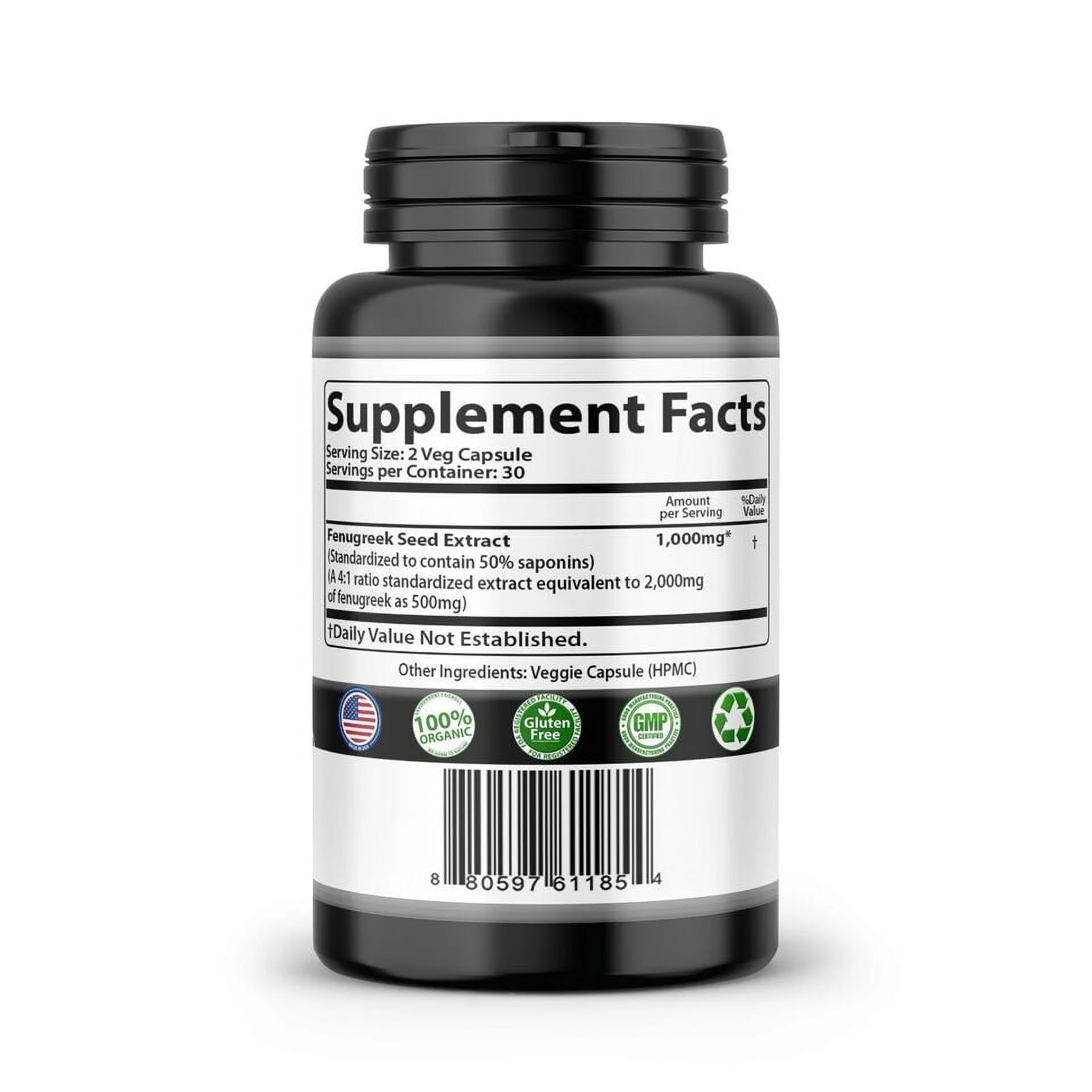 FENUGREEK SEED PILLS 2000mg DAILY EXTRACT 60 VEGGIE CAPSULES ORGANIC NON GMO