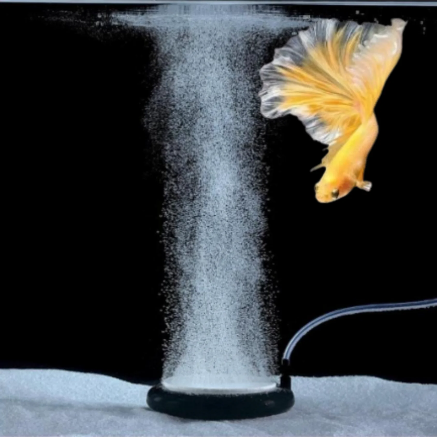 Carefree Fish Aquarium Air Stone Fireworks Rainbow Bubble Nano LED Fish Tank Power Filter Pump 4in