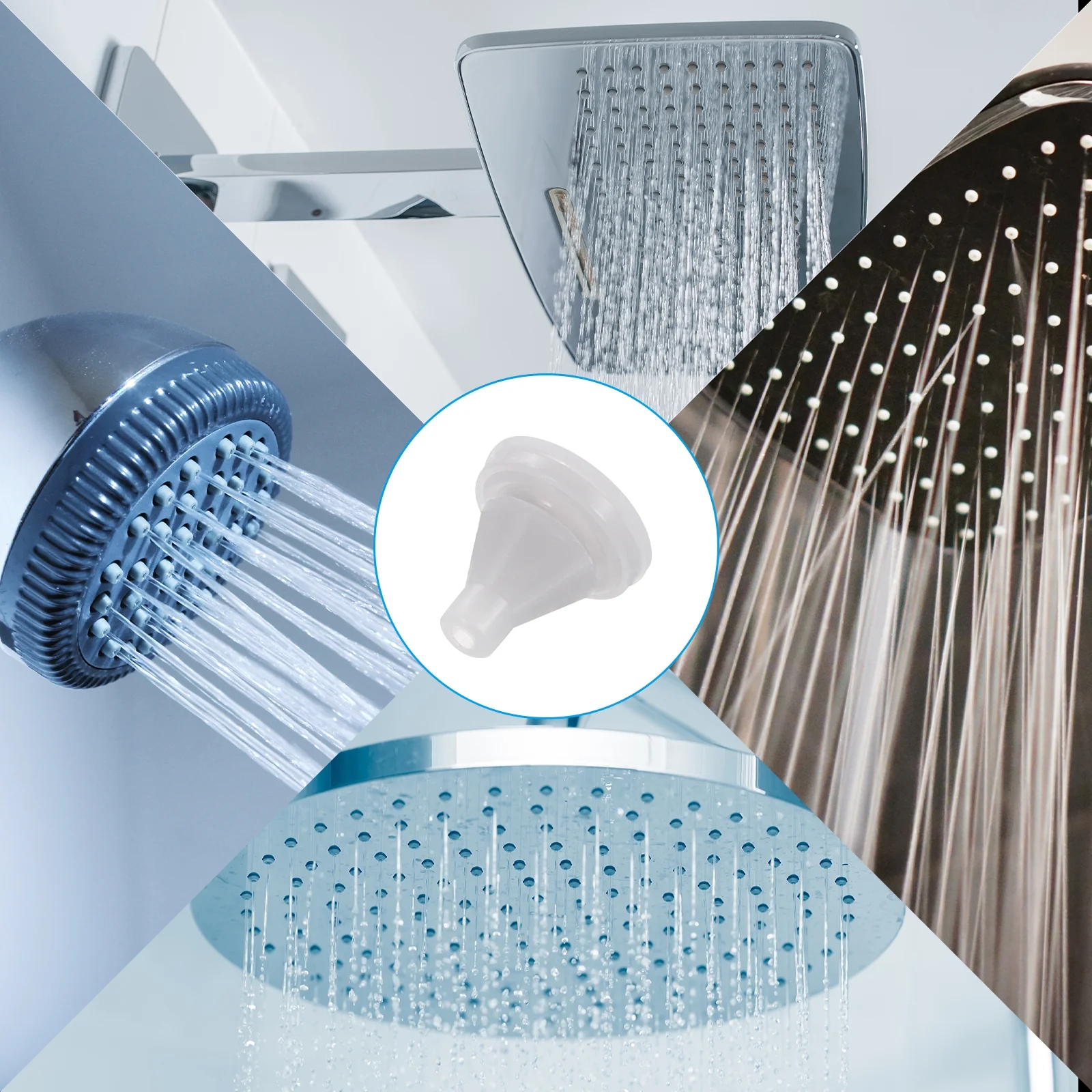 5pcs Shower Head Replacement Nozzles, Silicone Nozzle Sprinkler Spout Round Nib Fit 4mm Hole, Light Grey