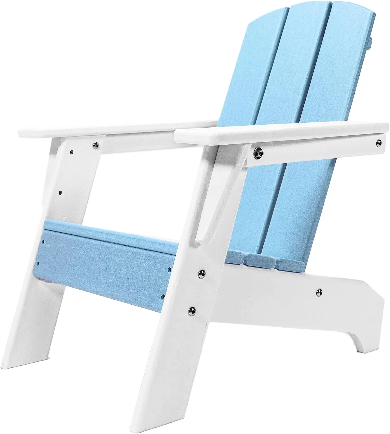 Kids Adirondack Chair, All Weather Resistant, Indoor Outdoor Adirondack Chairs For Children And Pets, Outdoor Patio Backyard Furniture (Blue White)