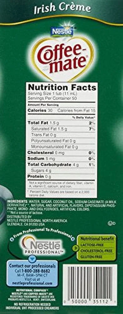 Coffee-mate Liquid Creamer Singles - Irish Creme - 50 ct