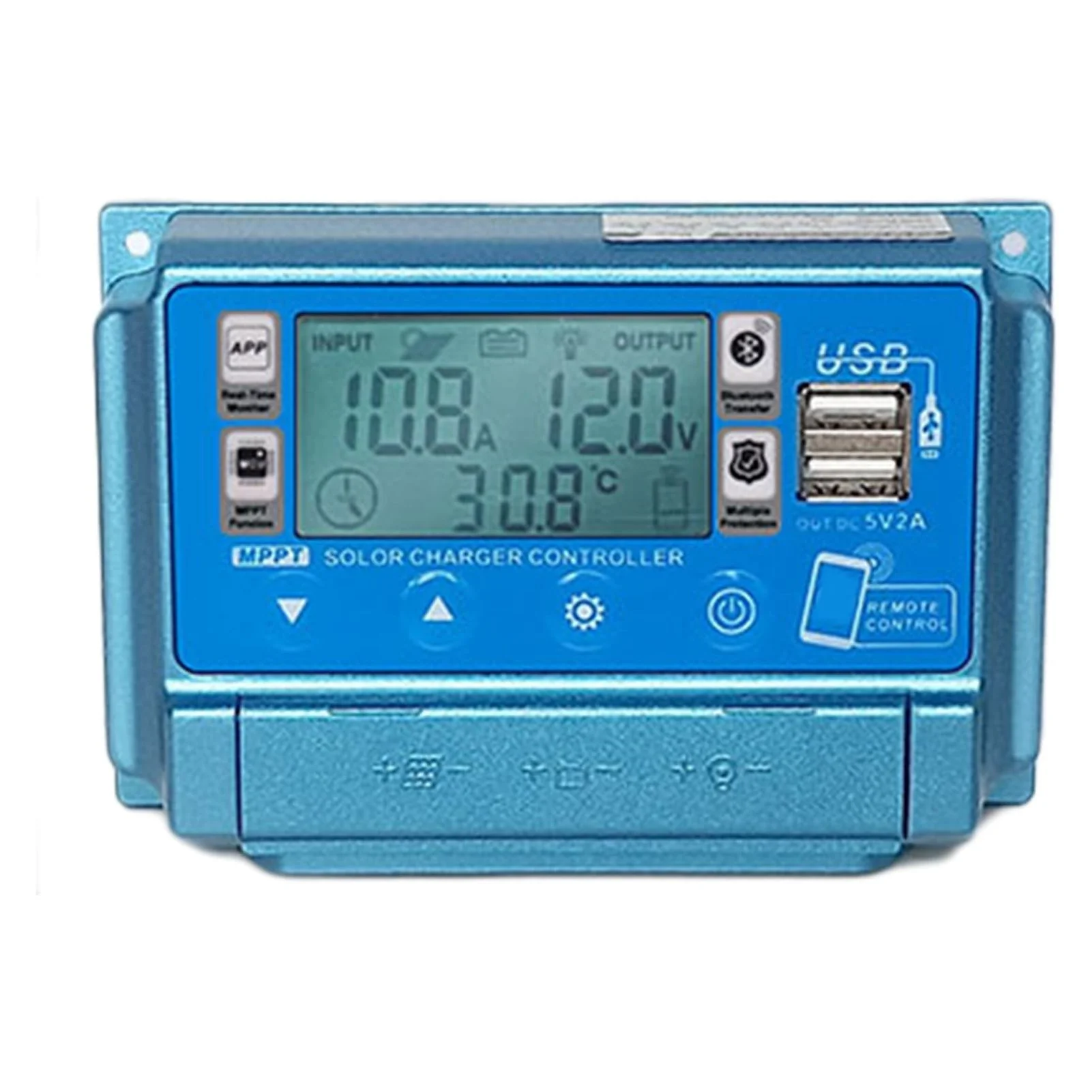 OWSOO WiFi+BT Solar Controller 12 60V LCD Dual USB 5V Output APP Remote Control