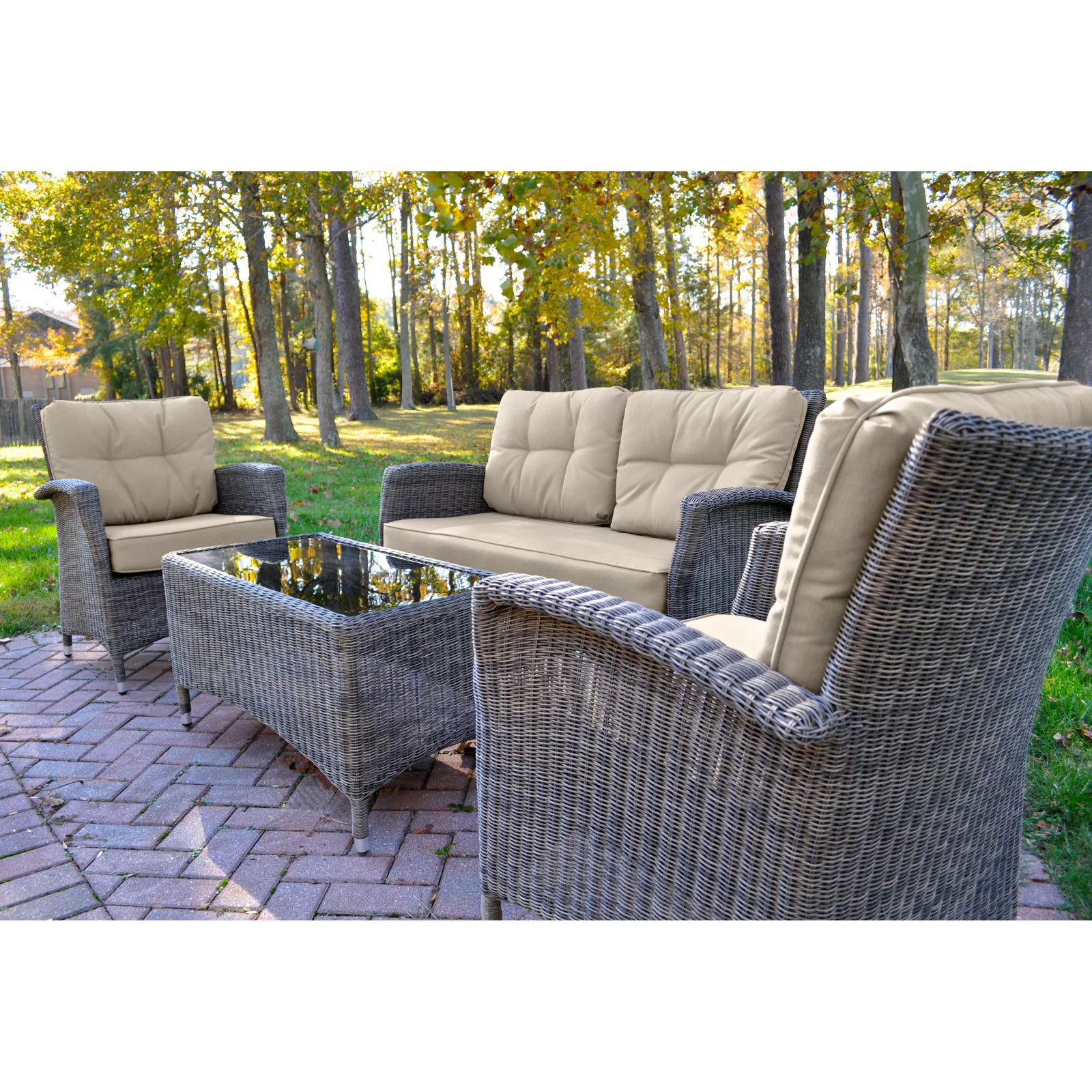 KETTLER Lakena Wicker 4 Piece Patio Conversation Set