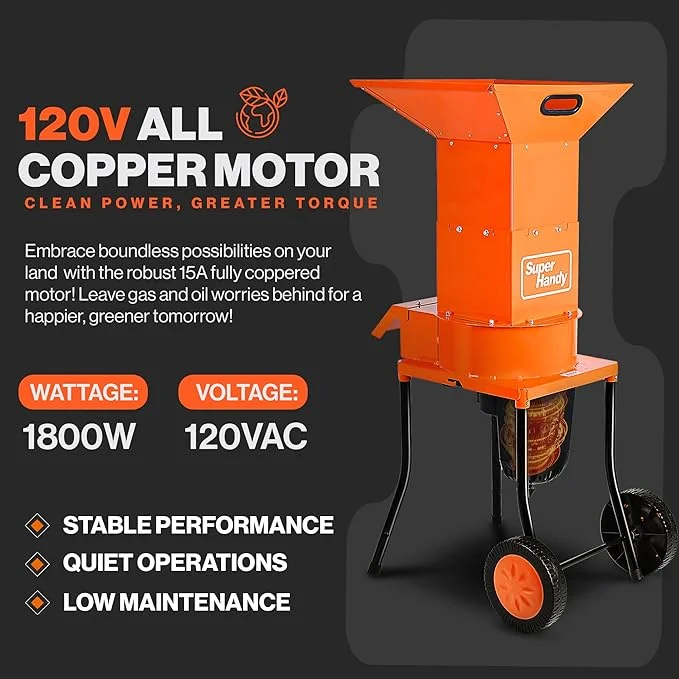 Open Box SuperHandy Leaf Mulcher Shredder Electric Green Heavy Duty 120V AC 11