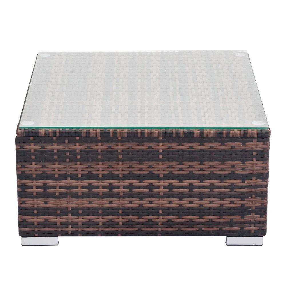 7 Pieces All Weather Patio Rattan Furniture Wicker Royal Blue Cushioned Sofa Set