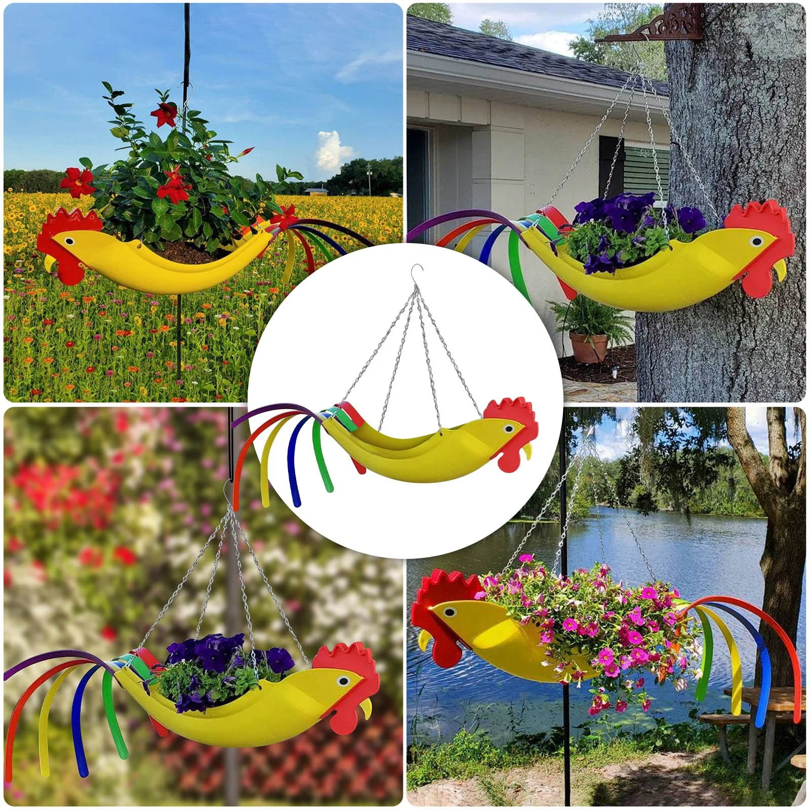 Flying Rooster Flower Pot Yellow Rooster Flower Pot Outdoor Garden Decoration Flower Pot