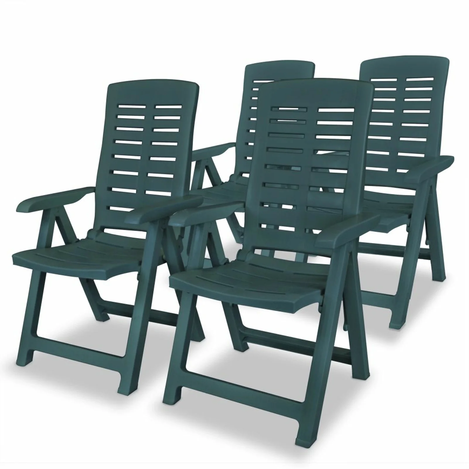 Walmeck Reclining Patio Chairs 4 pcs Green