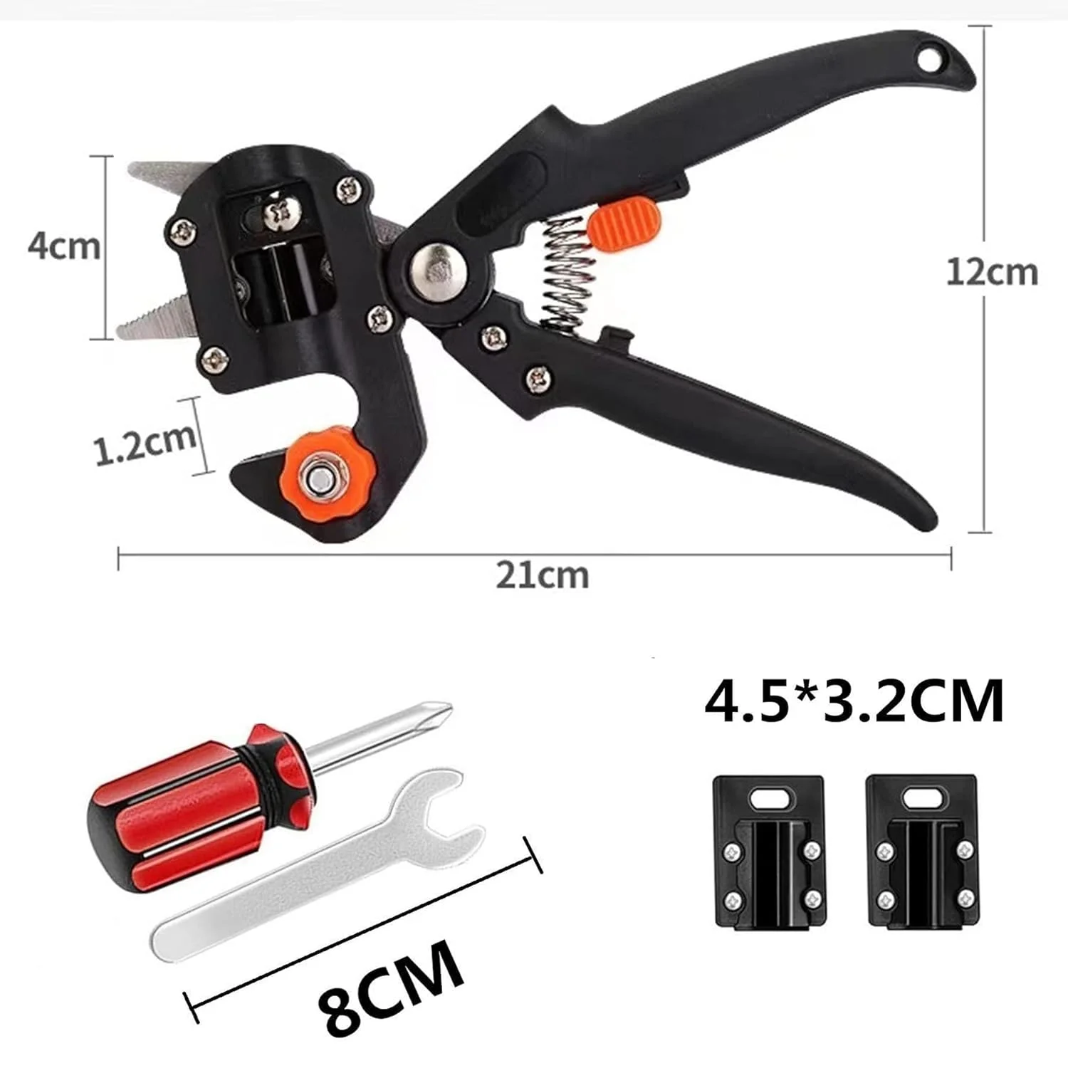 Garden Grafting Pruning Pruner Tool Kit, Fruit Tree Branch Graft Cutting Tool Pruner Shear Snip with 2 Extra Blades & 2 Grafting Tape